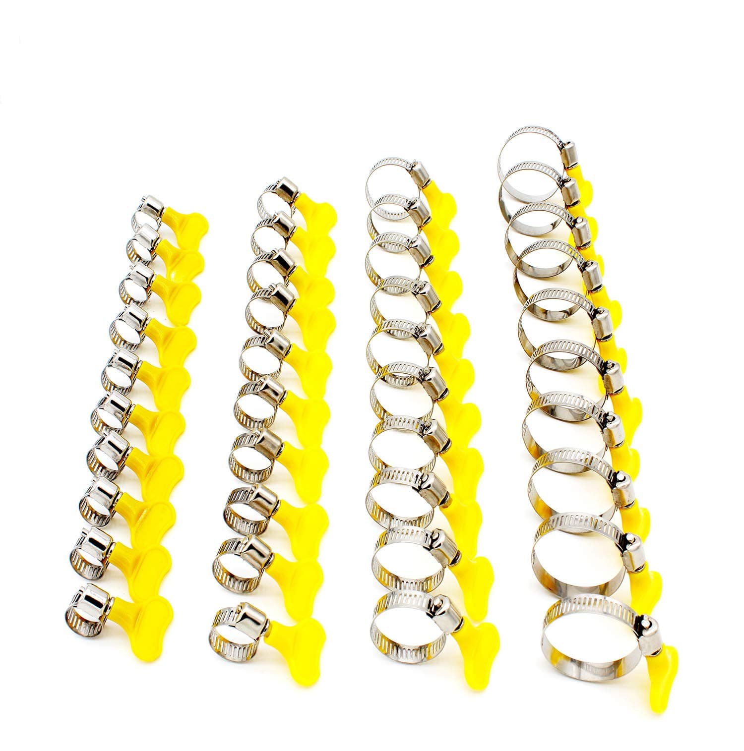 TSellk Adjustable Stainless Steel Hose Clamp, Pipe Clamp, Self-Bringing Tools, 1/3" - 1 1/2", 40 Piece