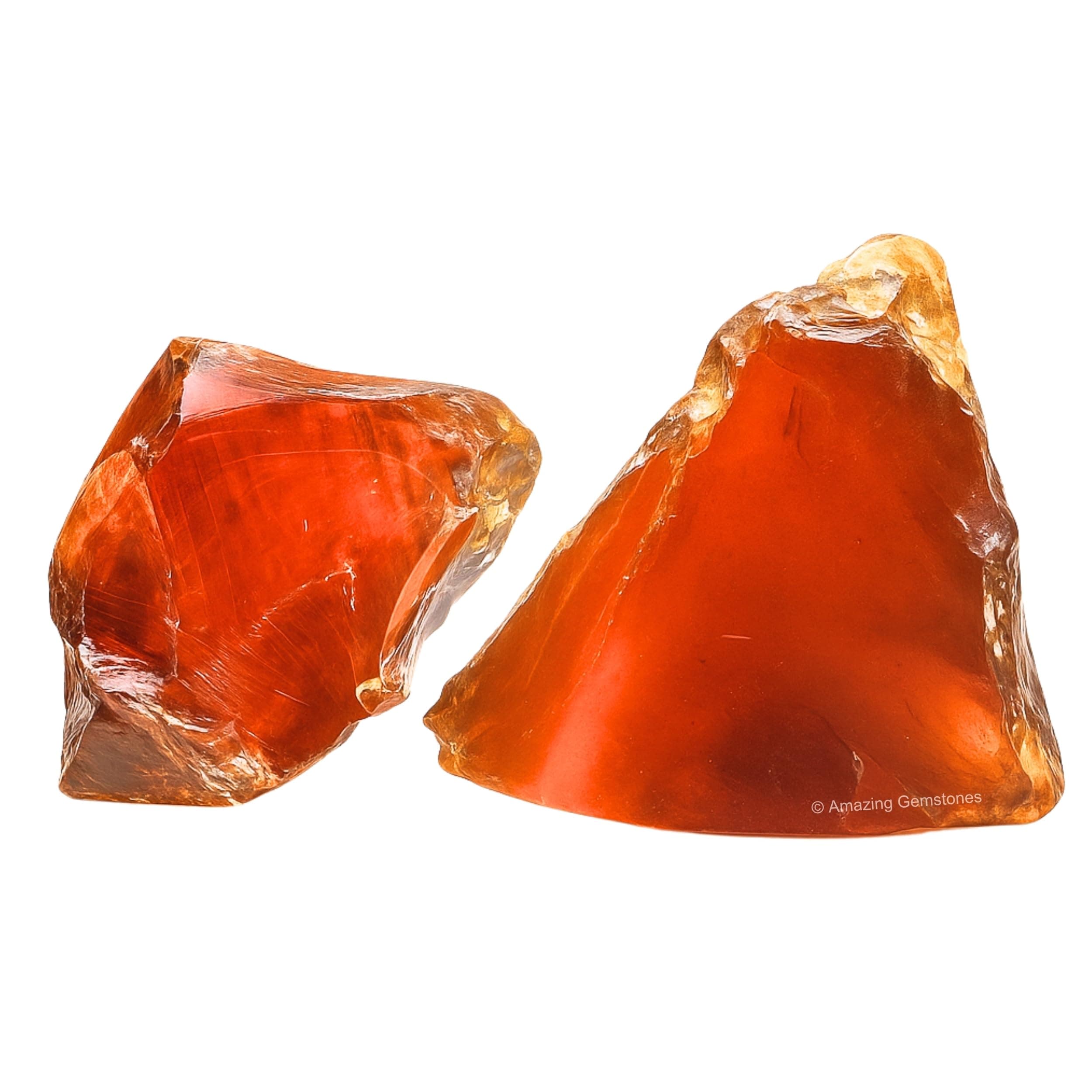 Amber Raw Crystals and Healing Stones, Natural Rocks for Tumbling - DIY Raw Stones and Crystals, 2 Pieces