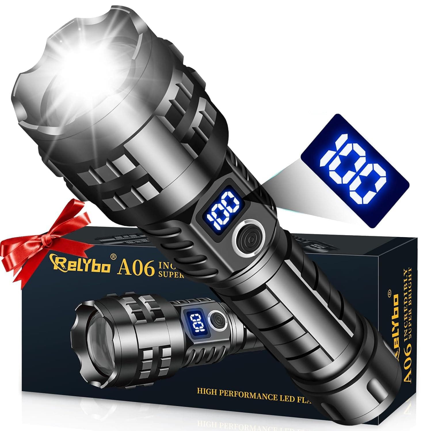 Rechargeable LED Flashlights High Lumens, 900,000 Lumens Tactical Flashlights, Super Bright High Powered Flash Light 5 Modes & 12H Long Runtime for Emergencies, Camping, Dog Walking