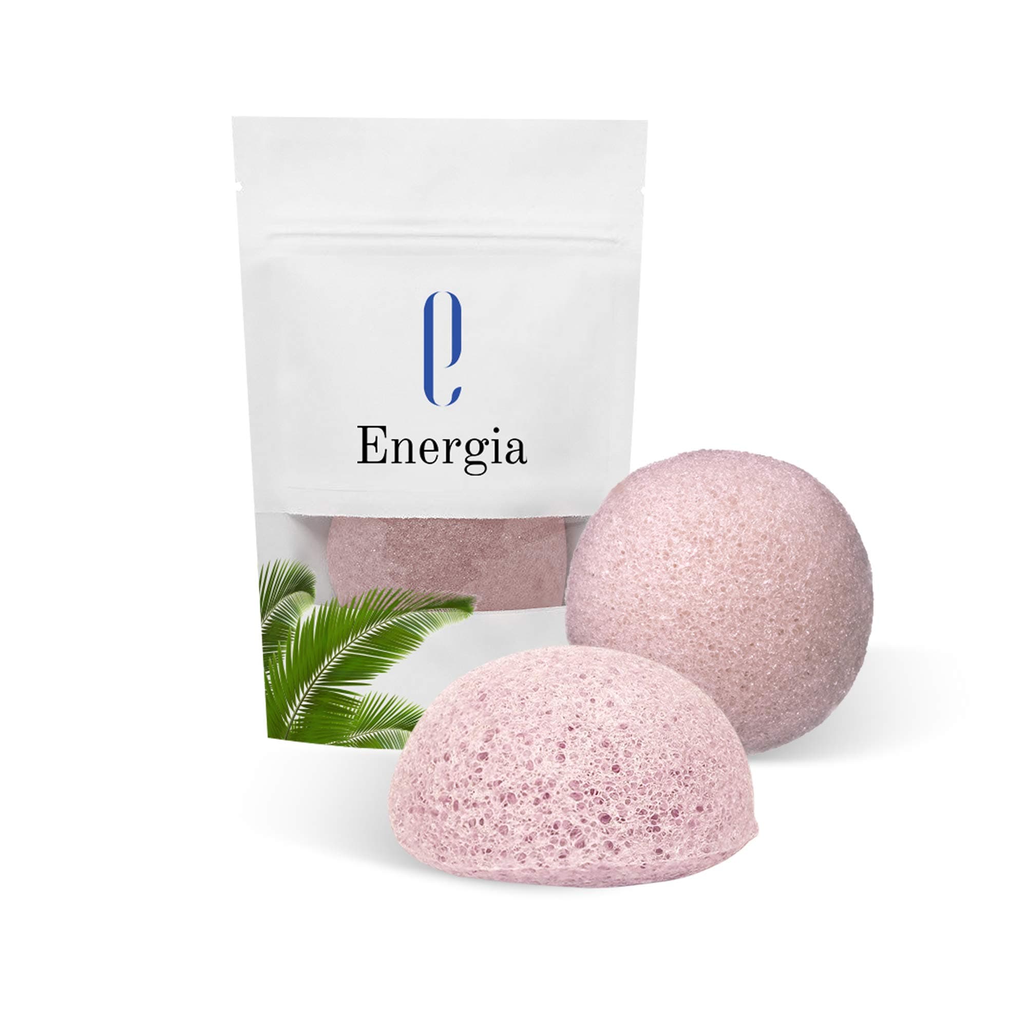 Konjac Facial Sponge, 100% Natural Handmade Unscented Soft Exfoliating Face Sponge Daily for Men and Women, Facial Konjac Sponge Sensitive Skin Acne ( Pink Clay Konjac Sponge) 1 Package – Energia
