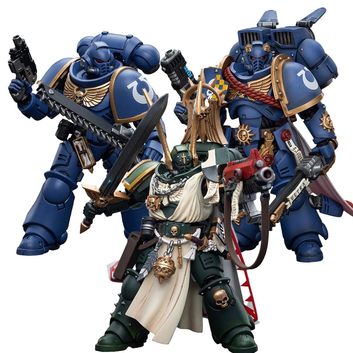 JOYTOY Warhammer 40,000 1/18 Action Figure Dark Angels Master Lazarus Ultramarines Intercessors and Ultramarines Captain with Jump Pack 3PCS Warhammer 40K Collection Model