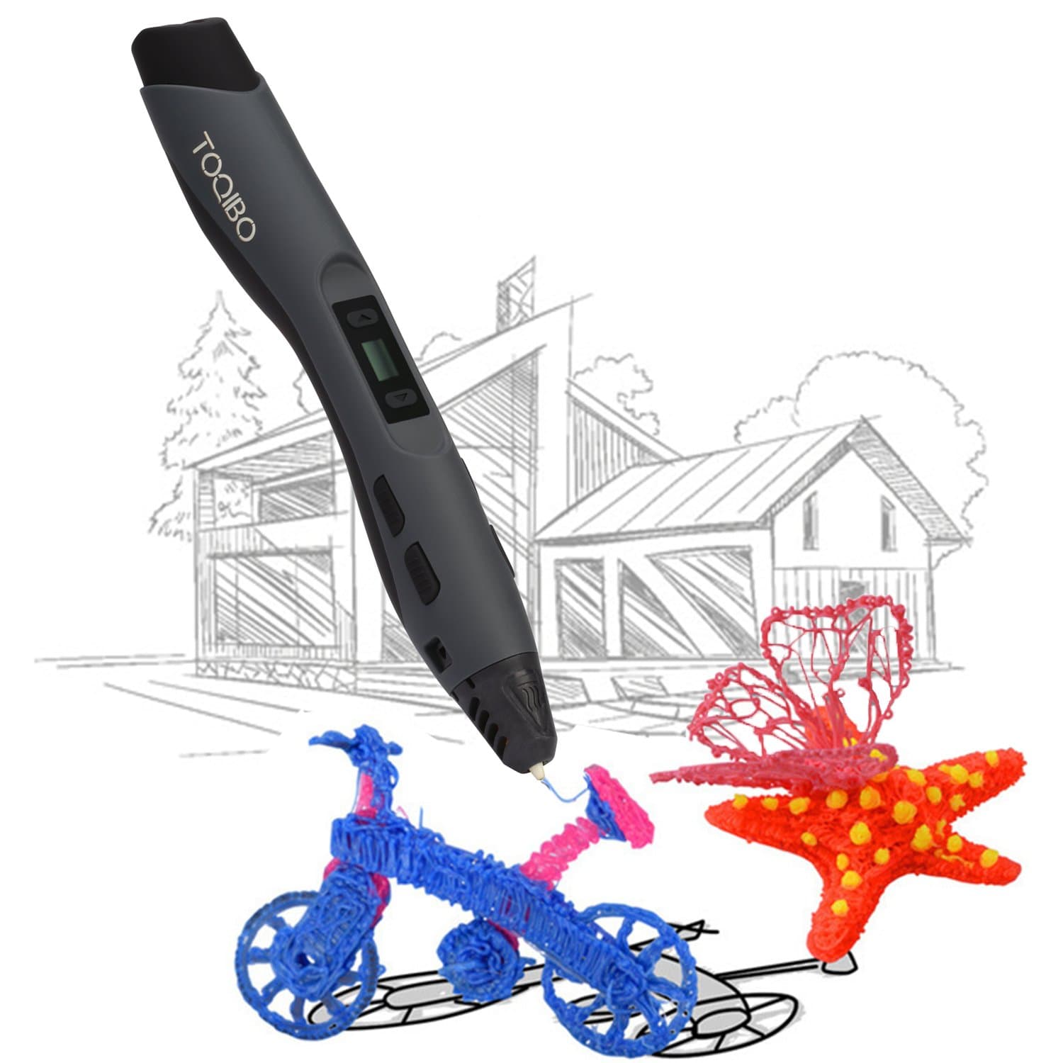 【Surprise】 TOQIBO 3D Drawing Printing Doodler Pen for Kids,3D Doodling Printer Pencil Pen With OLED Display,1.75mm PLA/ABS/PCL Filament Supported, Christmas Gifts and Toys for Boys & Girls
