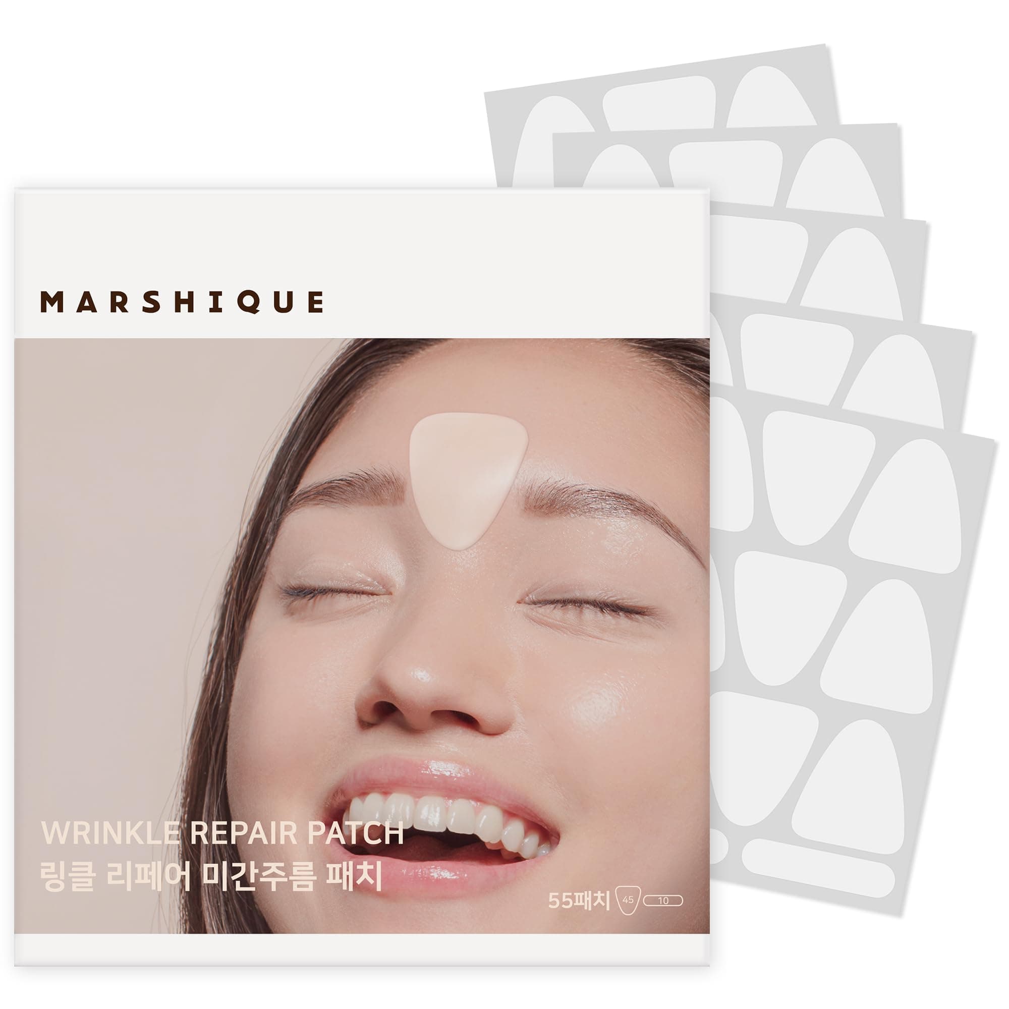 Marshique Wrinkle Repair Patches for Ruffled Lines, 11 Lines, Between Eyes, Non-Invasive, Softening, Wrinkle for Facial Wrinkles, Anti-Wrinkle Pad