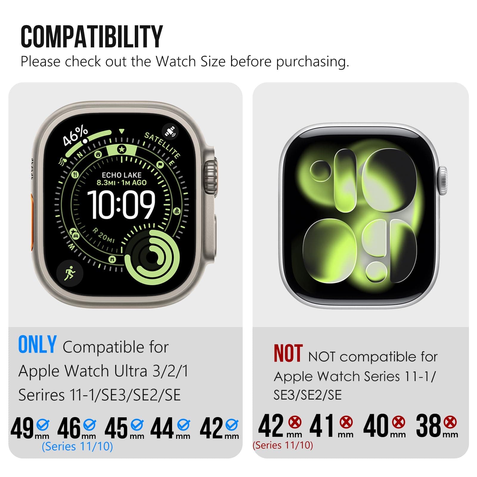 KADES Top Grain Genuine Leather Band for Apple Watch Ultra 3/2/1 49mm Men, Metal Connectors for Apple Watch Series 11/10/SE3/9/8/7/SE2/6/5/4/SE/3/2/1 46mm 45mm 44mm 42mm