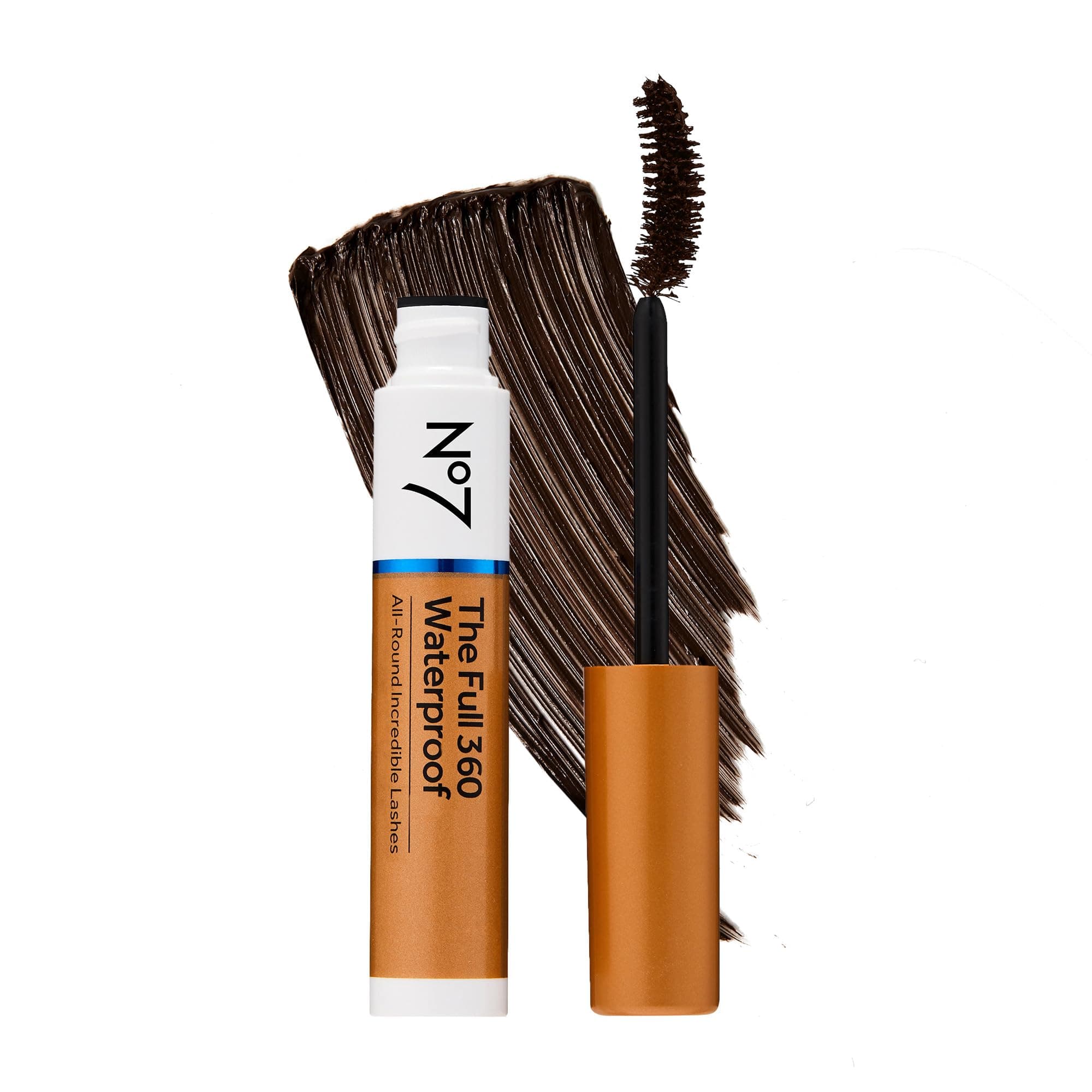 The Full 360 Waterproof - Brown/Black - Sweat-Proof, Rain-Proof, Tear-Proof Mascara - Adds Volume, Length & Curl for Up to 12 Hours (7ml)