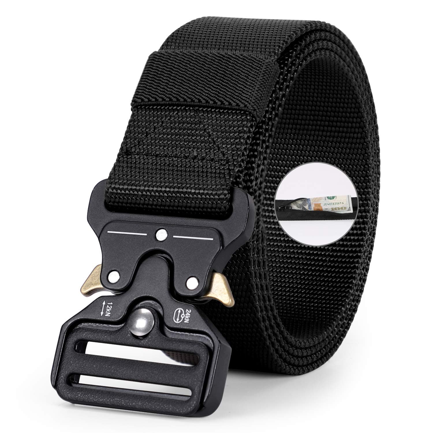 WERFORU Tactical Belt, Military Style Webbing Riggers Nylon Belt with Heavy-Duty Quick-Release Metal Buckle 1.5 Inches Wide