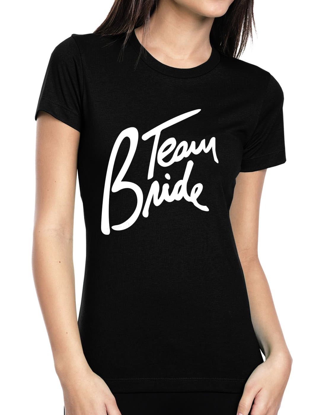 Emdem Apparel Team Bride Bridal Shower Womens Shirt Black WT Ink X-Large