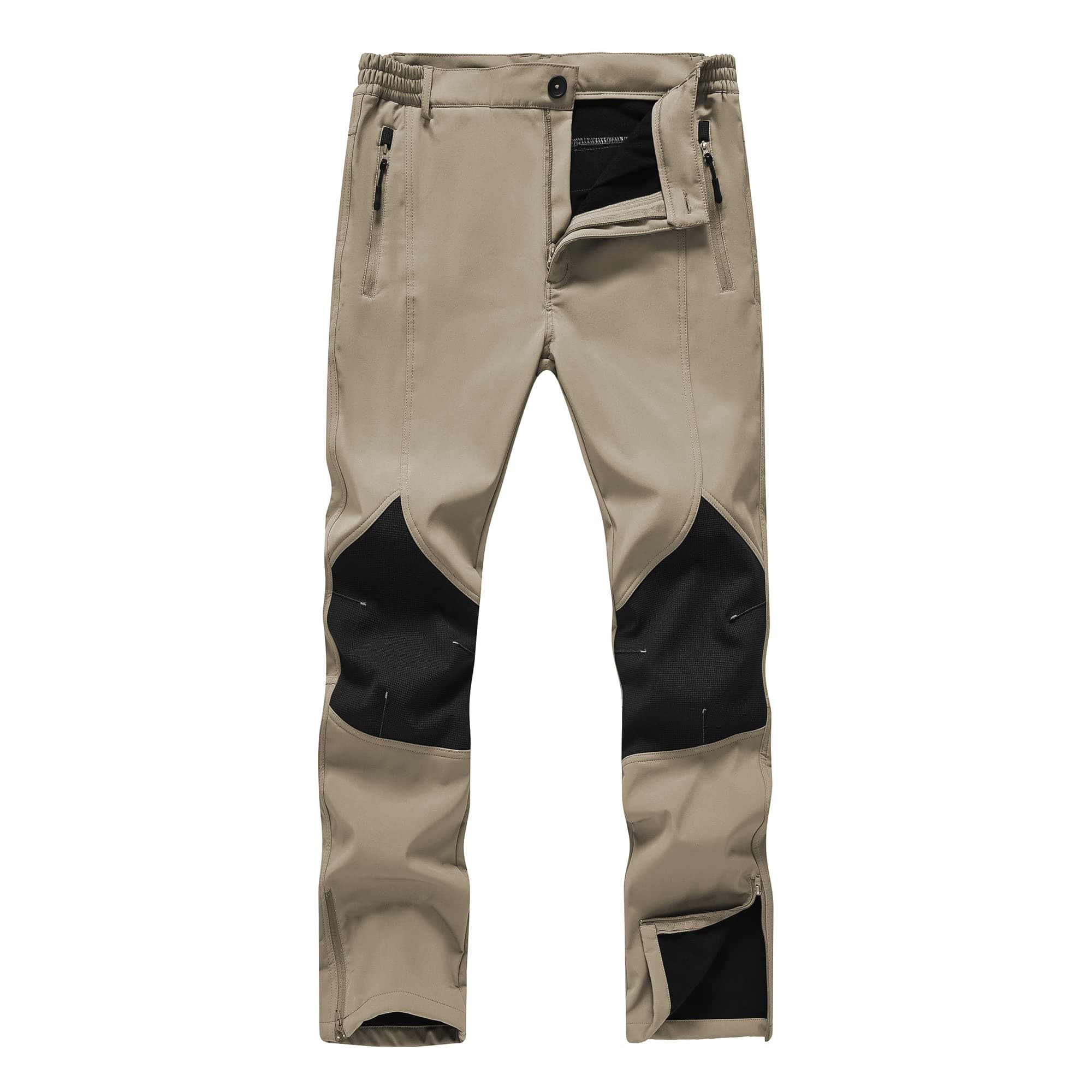 YuKaiChen Men's Skiing Pants Winter Fleece Lined Ripstop Waterproof Snow Ski Snowboard Outdoor Sports Pants Zipper Bottom Leg