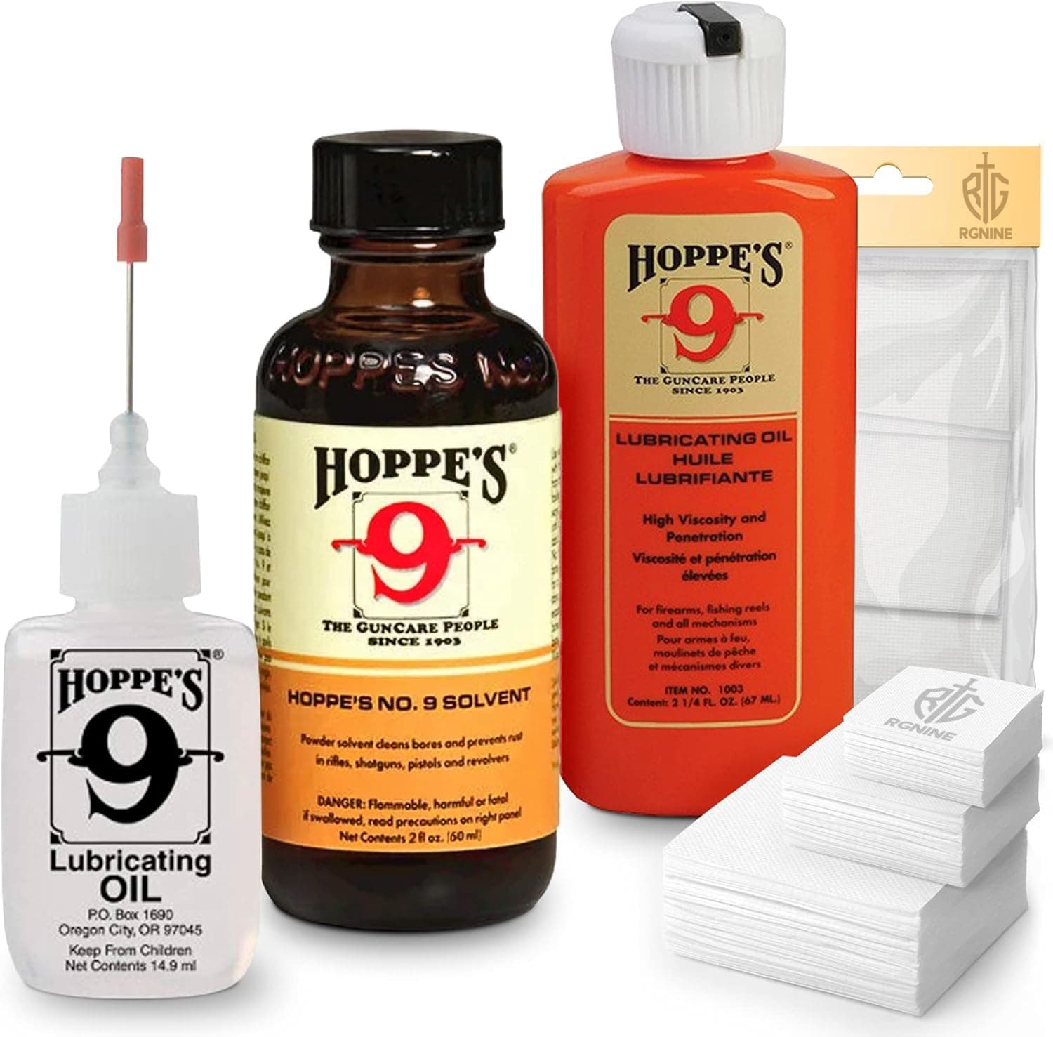 Gun Cleaning Kit with Oil and Cleaner - Bore Cleaner Solvent Gun Cleaning Oil, Precision Lubricating Gun Oil Refill, 40 Gun Cleaning Patches for 9mm - 45 9mm .40 .44 .45 Caliber