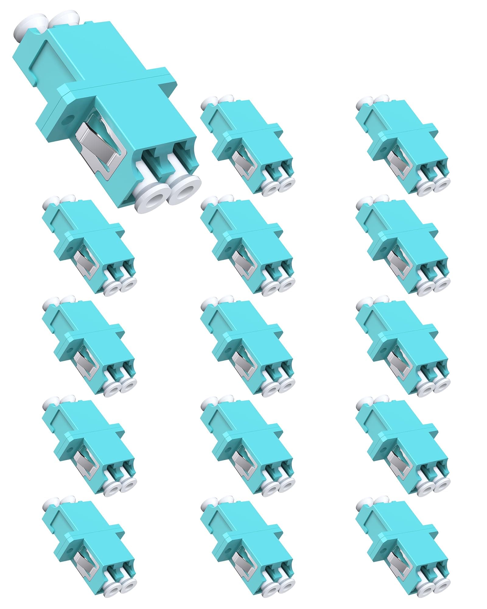 15 Pack LC to LC Fiber Optic Coupler, UPC Duplex Multimode Adapter for Fiber Optic Patch Panels OM1 OM2 OM3 OM4 Compatible