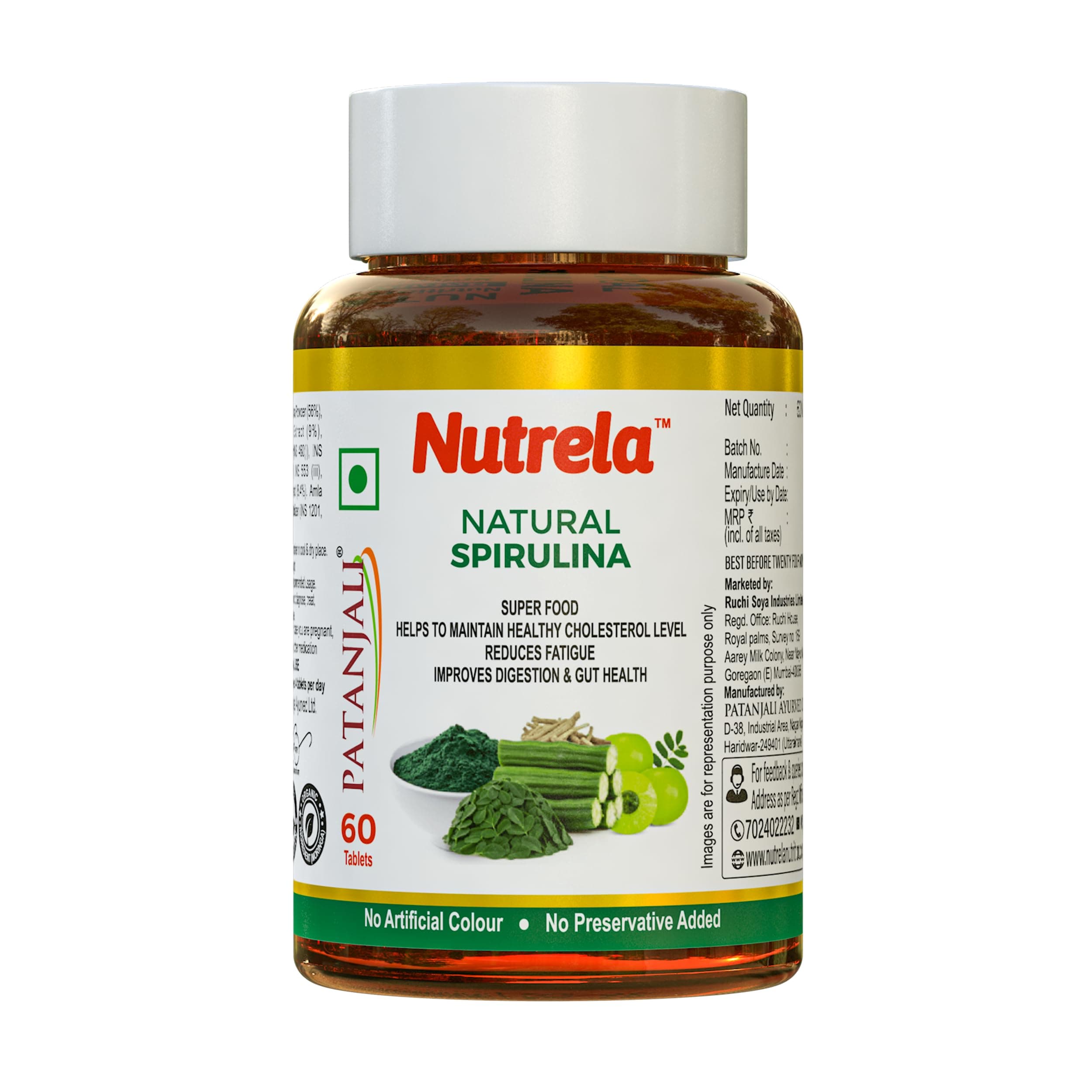 Nutrela PATANJALI Natural Spirulina 60 Tab - Pack of 1