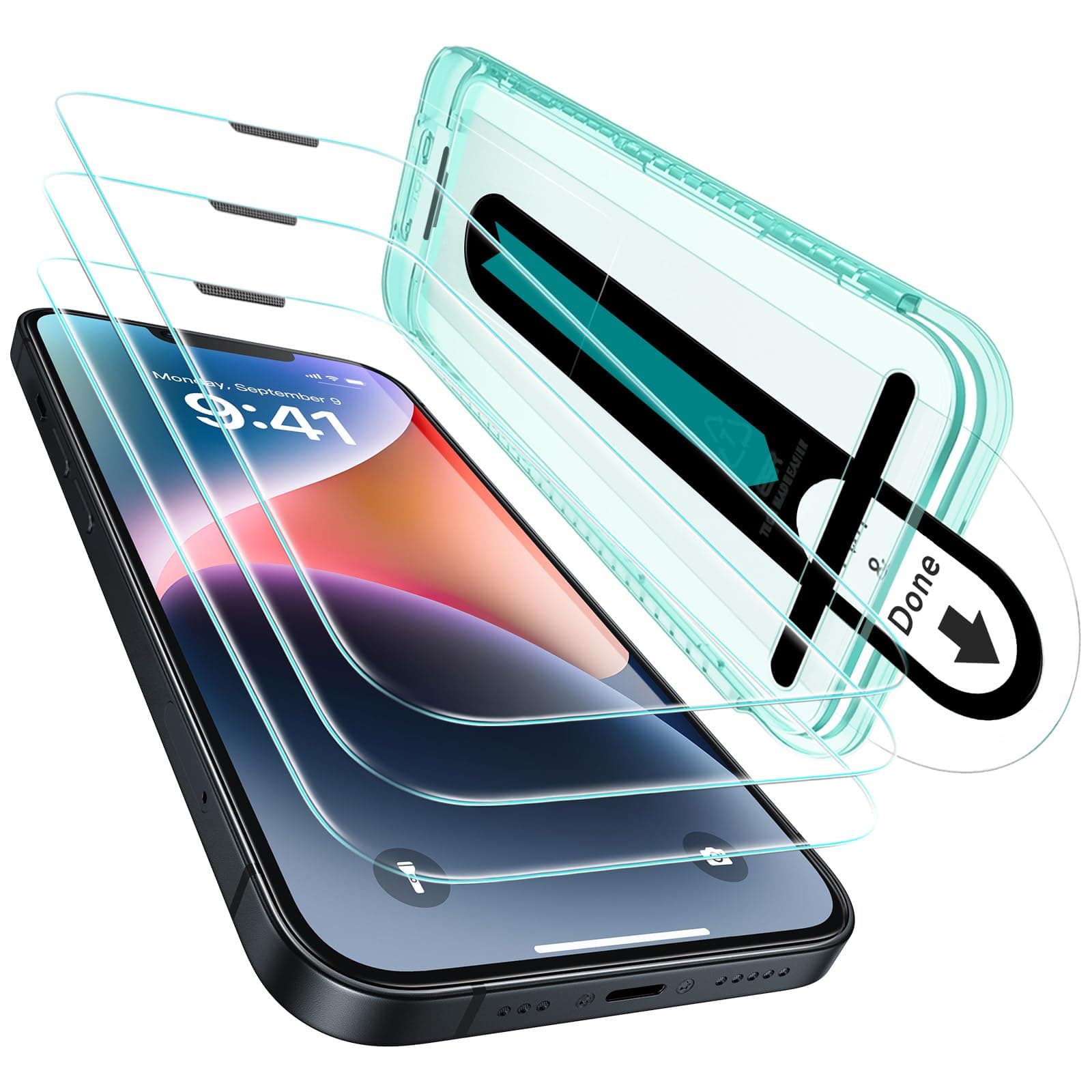 ESR 3 Pack for iPhone 15 Pro Max Screen Protector, [9H Hardness] [Military Grade Shatterproof] Full Coverage Tempered Glass Film with Flawless Fit Tray, HD Clear, Scratch Resistant