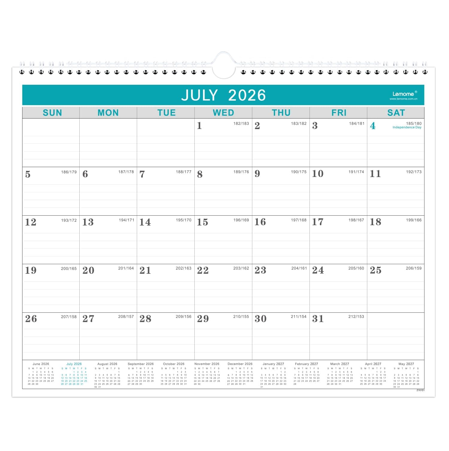 2019 Calendar - Monthly Wall Calendar 2019 with Julian Date, Thick Paper Perfect for Organizing & Planning, 2019 Yearly Planner + Yearly Overview, 11.5 x 15 Inches, Wire-Bound -