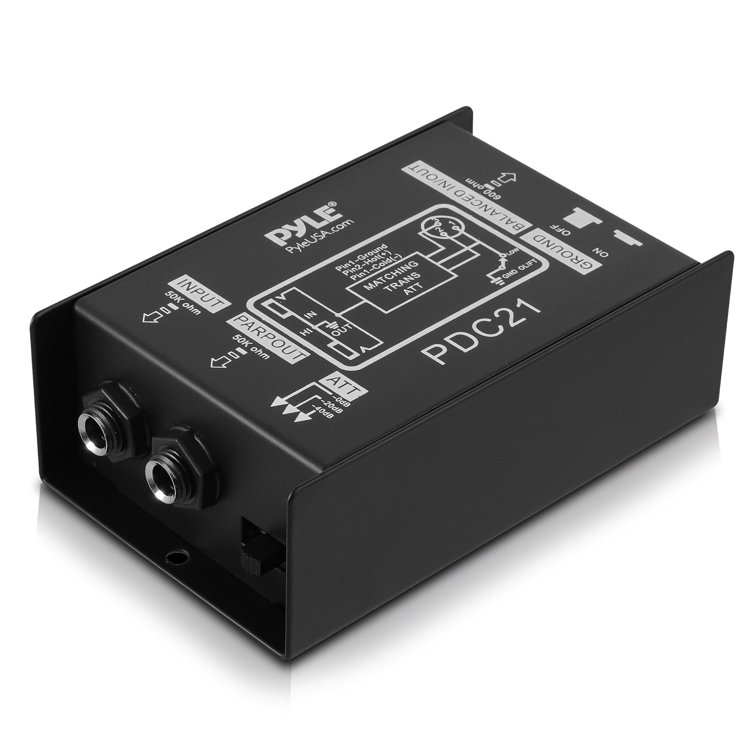 – Passive DI Audio Box, 6 x 10.4cm Direct Injection Hum Eliminator with Input Attenuator, Guitar Audio Interface for Home Studio, Balanced XLR Output for Music Production Equipment, DAC Sound Card