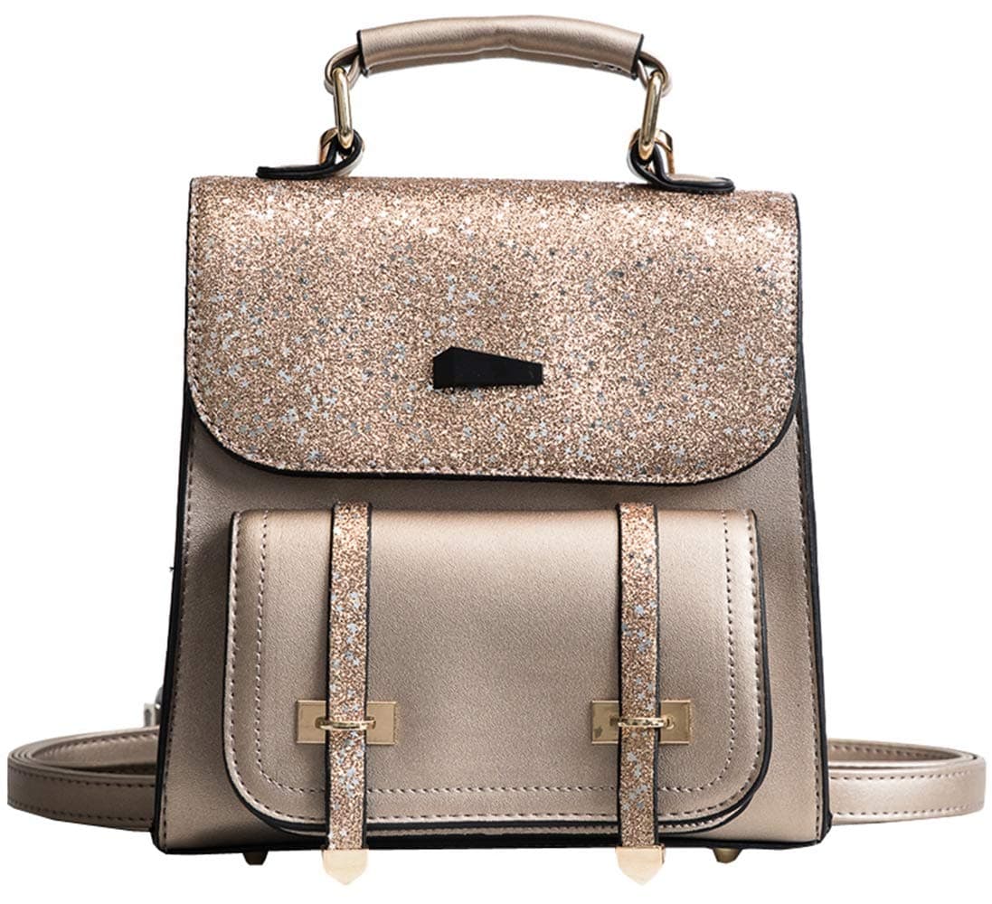 Kearia Reversible Sequin School Backpack Sparkly Bling Glitter Daypack Lightweight Back Pack for Girls Women Gold