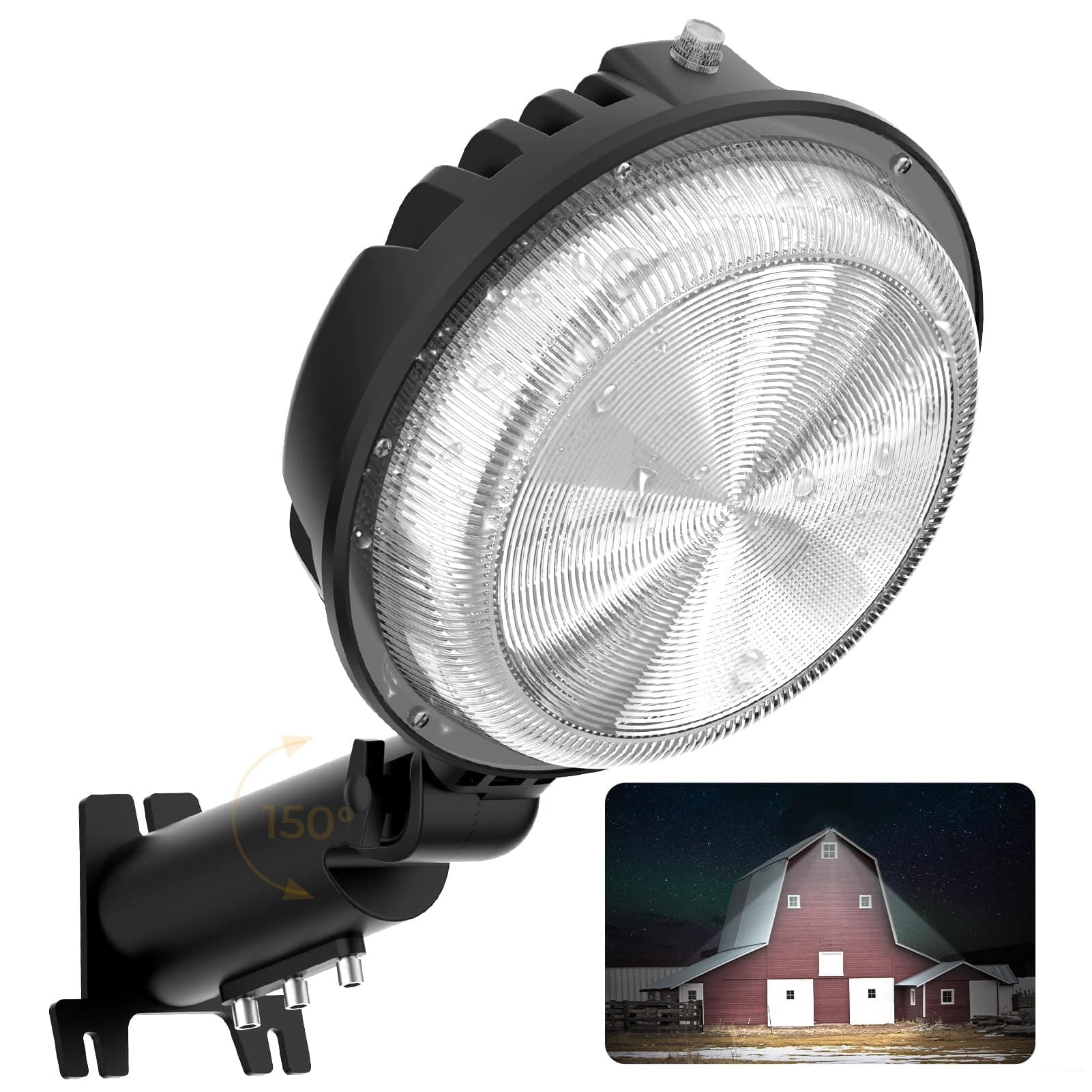 LED Barn Light, 150W 20000LM Yard Area Lights Dusk to Dawn Outdoor Lighting with Upgraded Photocell 6500K Adjustable Angle Daylight IP66 Waterproof Street Lights for Security/Farmhouse/Garage