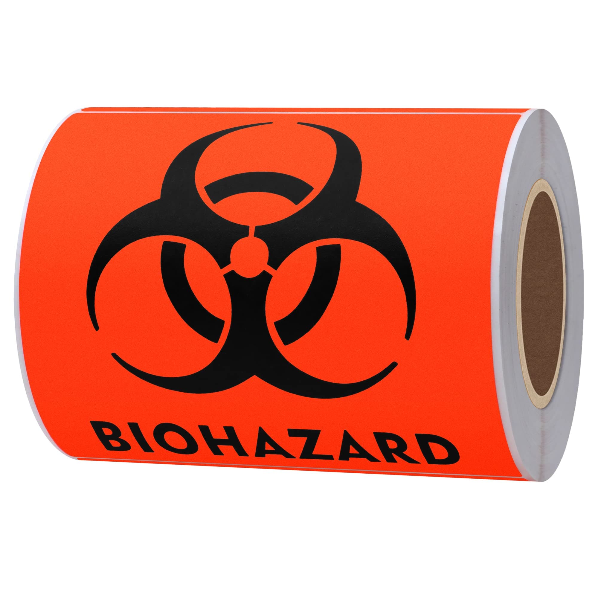 Hybsk 100 PCS Biohazard Labels Warning Sign 4 x 4 inch Fluorescent Red-Orange Hazardous Stickers for Hospital Waste Containers (Biohazard)