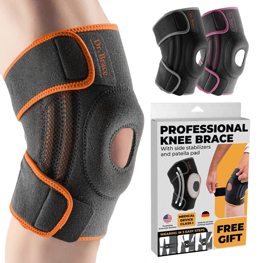 DR. BRACE ELITE Knee Brace with Side Stabilizers & Patella Gel Pads for Maximum Knee Pain Support and fast recovery for men and women-Please Check How To Size Video (Mars, Medium)
