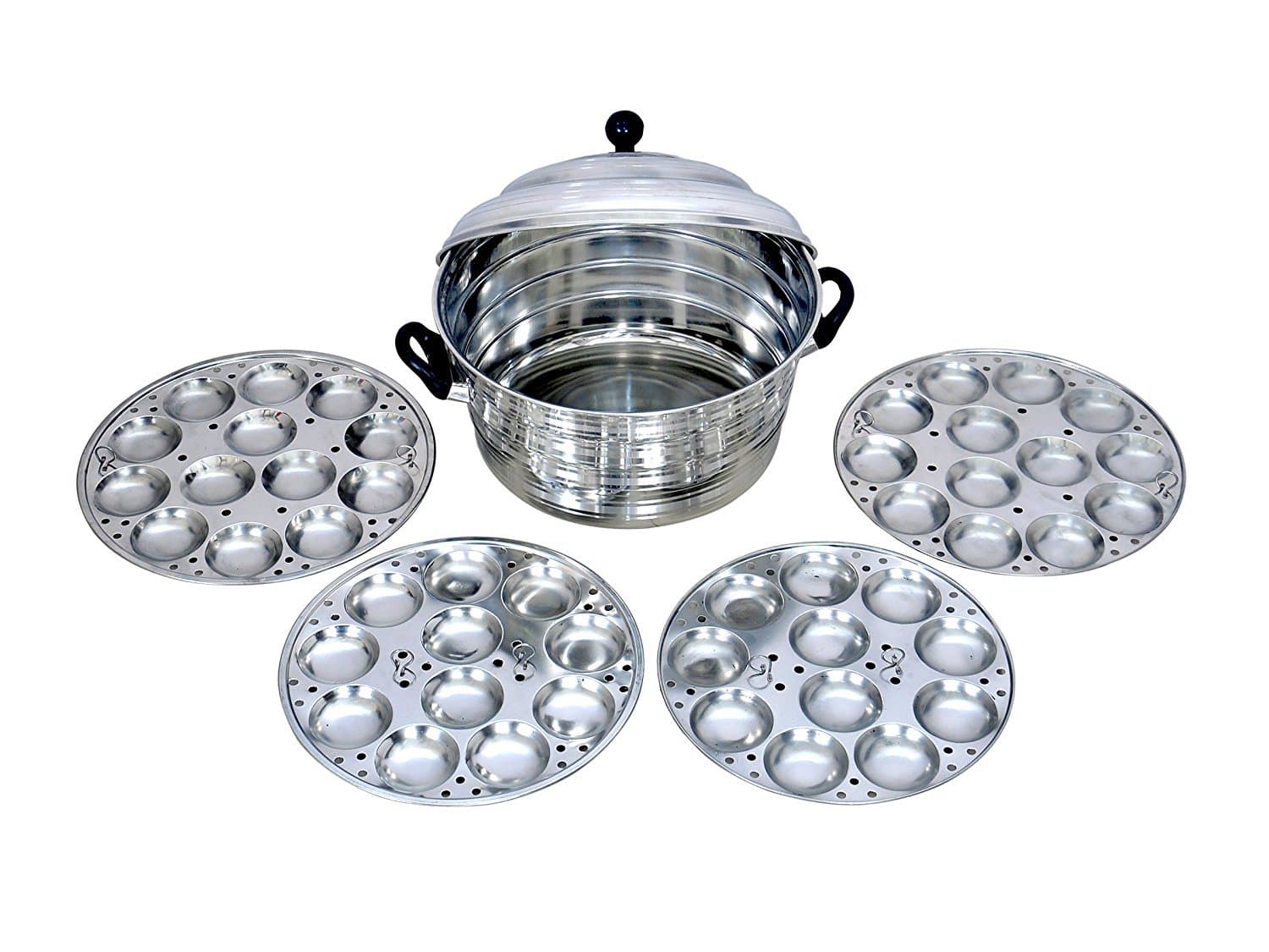 Idli Cooker With 4 Plate Desi Tandoori Steel Maker 48 Blocks Jumbo Idli Cooker