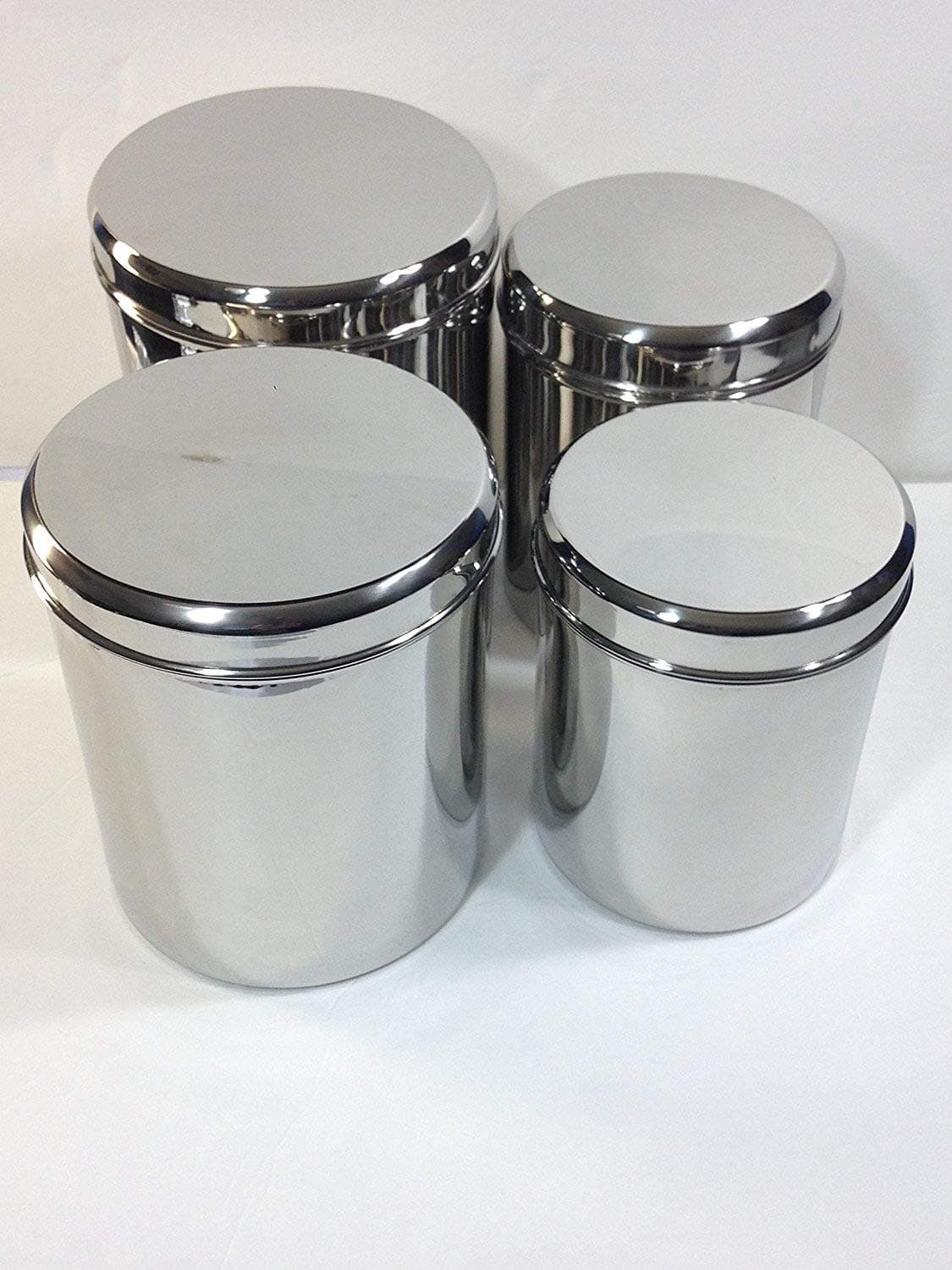 Private Qualways Jumbo Stainless Steel Kitchen Canister Set of 4 (Set of 4), 6.5 lb, 5 lb. 4 lb and 3 lb canister set