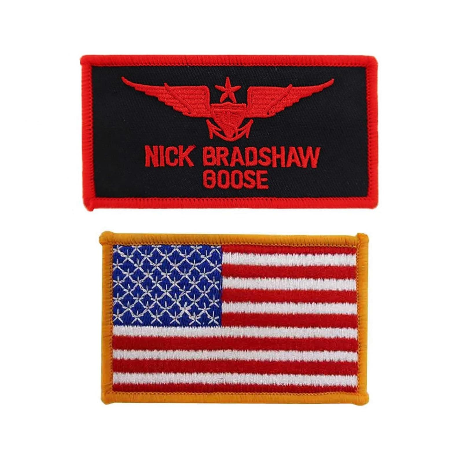 3 Pack US Flag Top Gun Embroidered Iron On Patches
