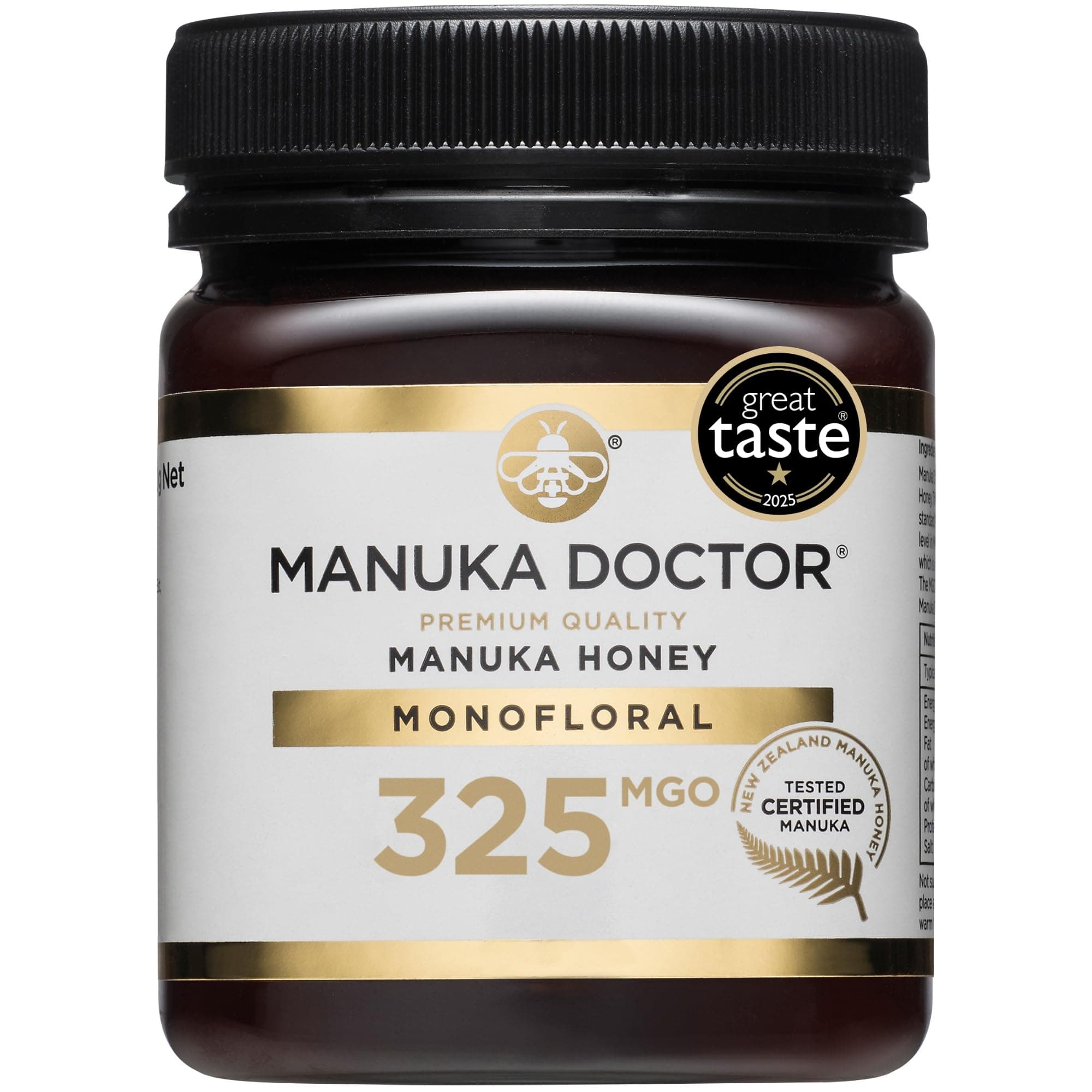 MGO 325+ Manuka Honey Monofloral, 100% Pure New Zealand Honey. Certified. Guaranteed. Raw. Non-GMO (8.75 oz)