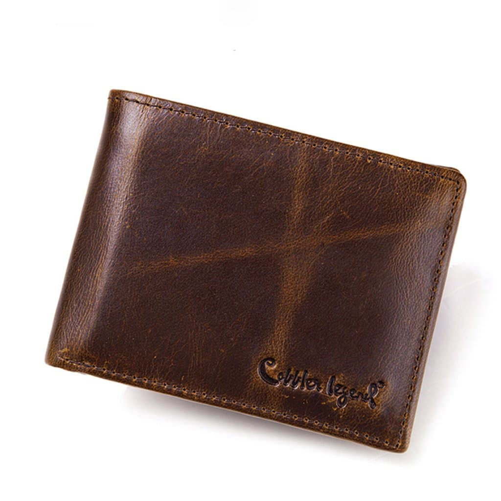 Genuine Leather Mens Bifold Wallet Card Holder with Removable Board