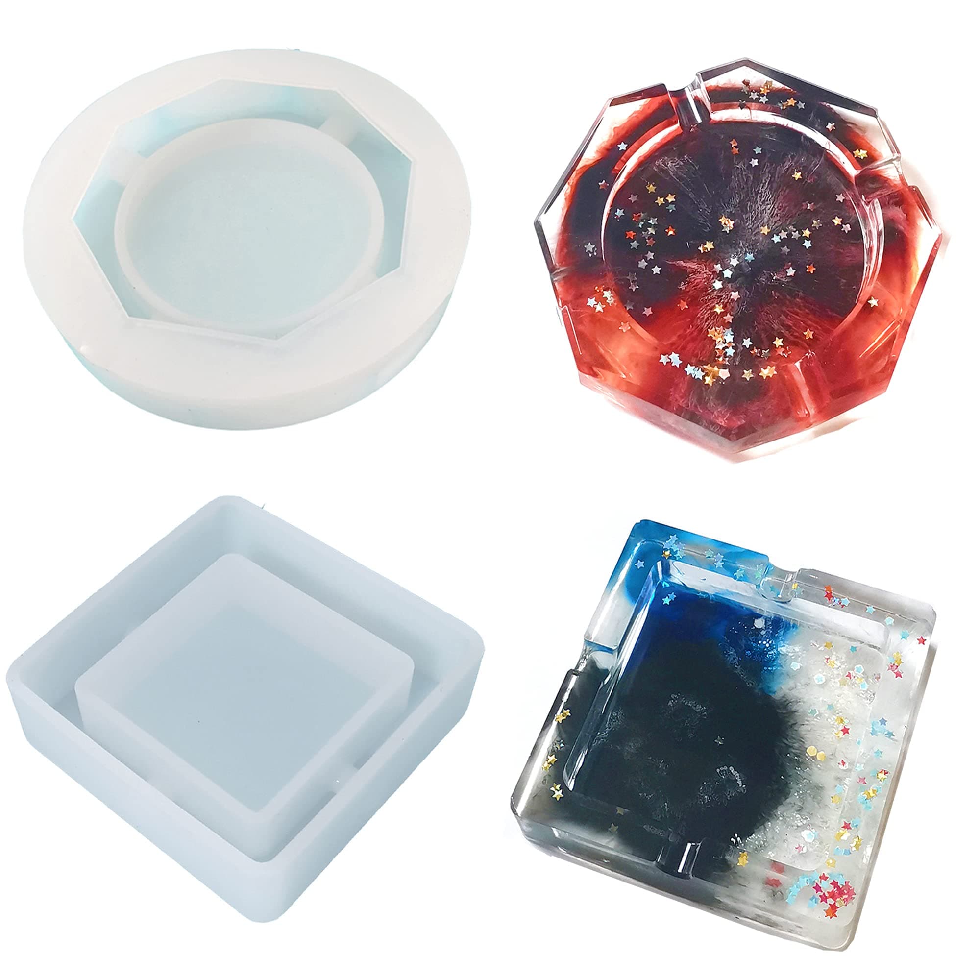 Resin Mold, Silicone Epoxy Resin Molds, Art Mold with Square and Rhombus Shape for Resin Casting, Home DIY Craft Making (Ashtray)