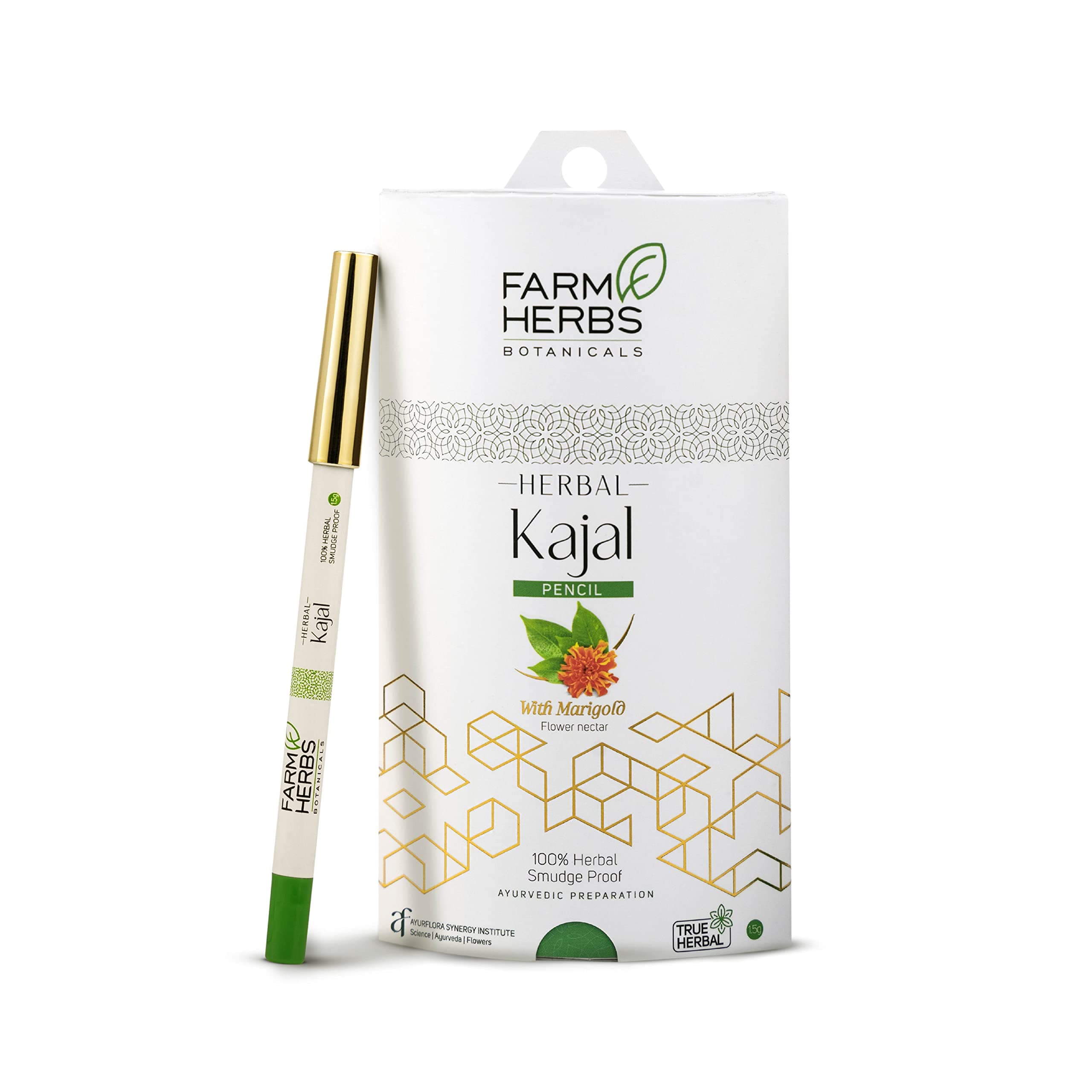 100% Herbal All Natural Kajal Pencil For Adults - Premium Olive Wax Based Certified Lead-Free, Irritation-Free, Synthetic Chemical-Free, Smudgeproof Pack Of 1, Deep Black, Glossy Finish