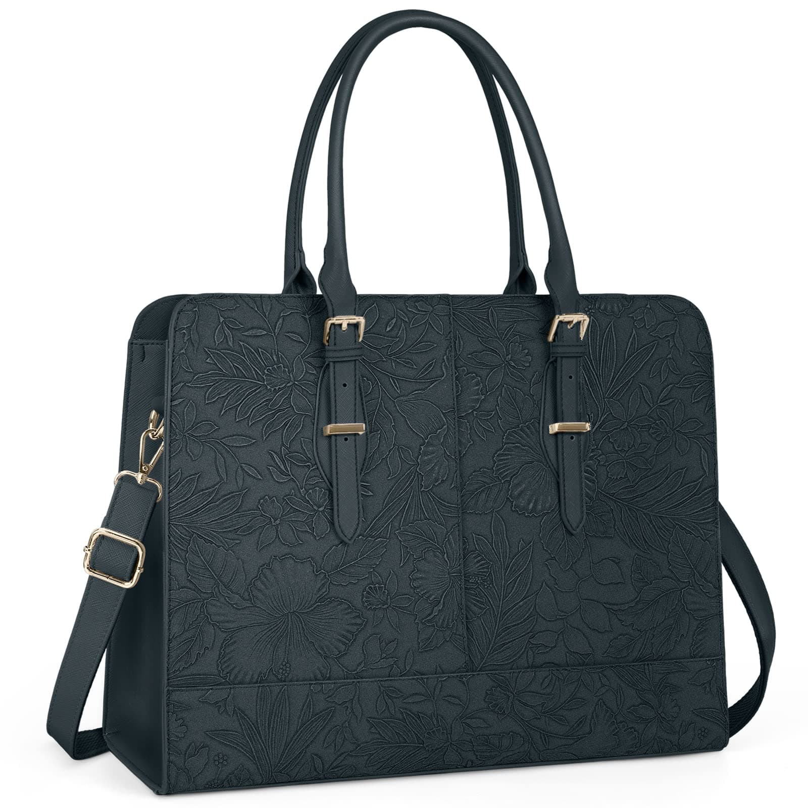 Laptop Bag for Women 15.6 inch Laptop Tote Bag Waterproof Leather Work Bag Large Capacity Computer Tote Bag Professional Office Business Briefcase Lightweight Travel Handbag Shoulder Bag, Dark Green