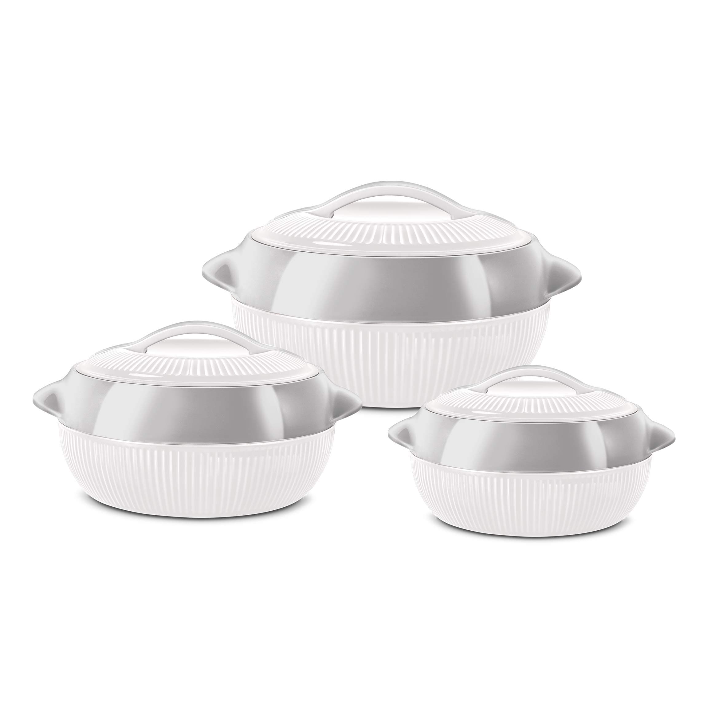 Fiesta Insulated Casserole Set 3pc 1-1.5-2.5L (White-Silver)