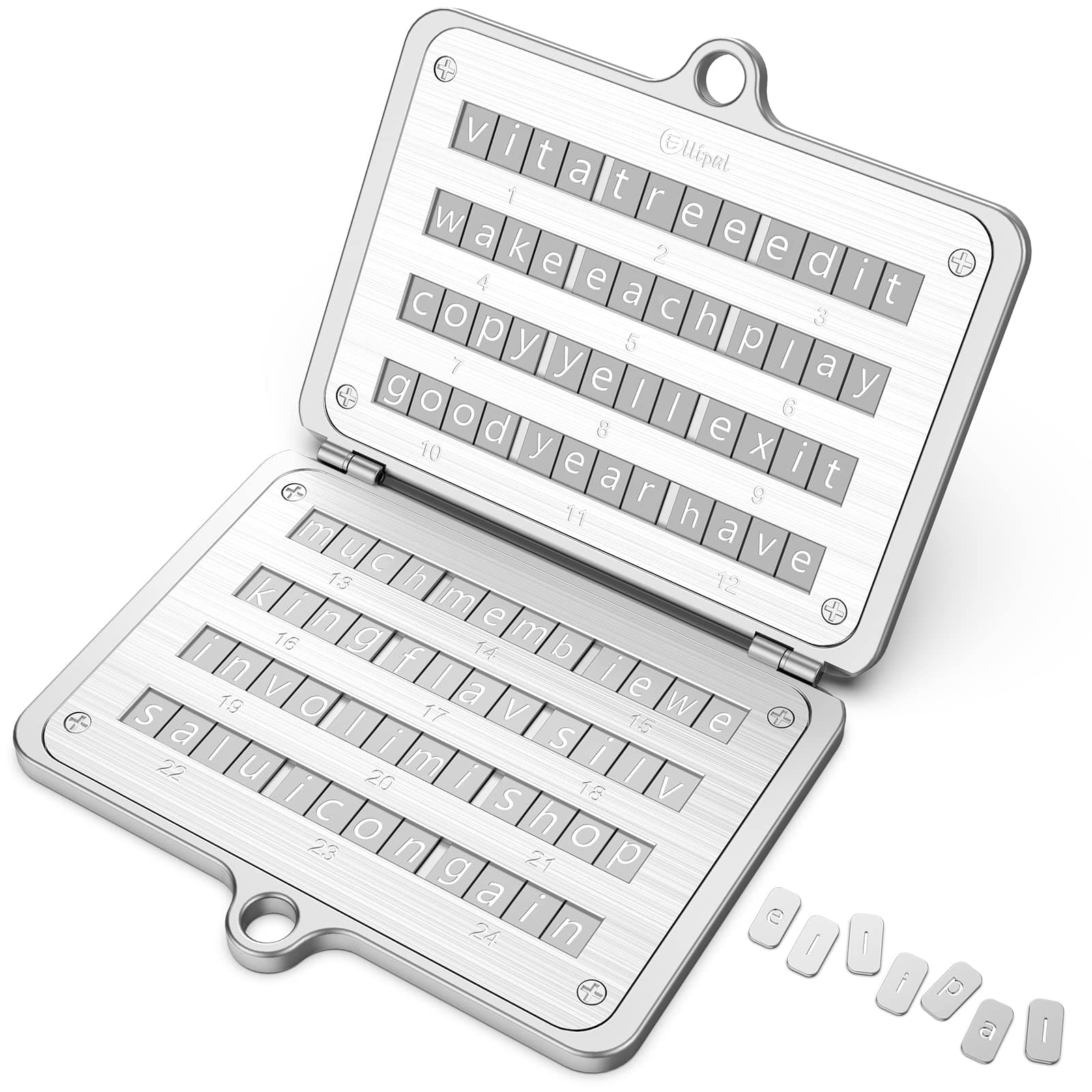 Crypto Seed Phrase Backup, 316 Stainless Steel Metal Seed Phrase Storage with Lock Hole, 24 Words Backup, Compatible with BIP39 Hardware Wallets, Ledger, Trezor