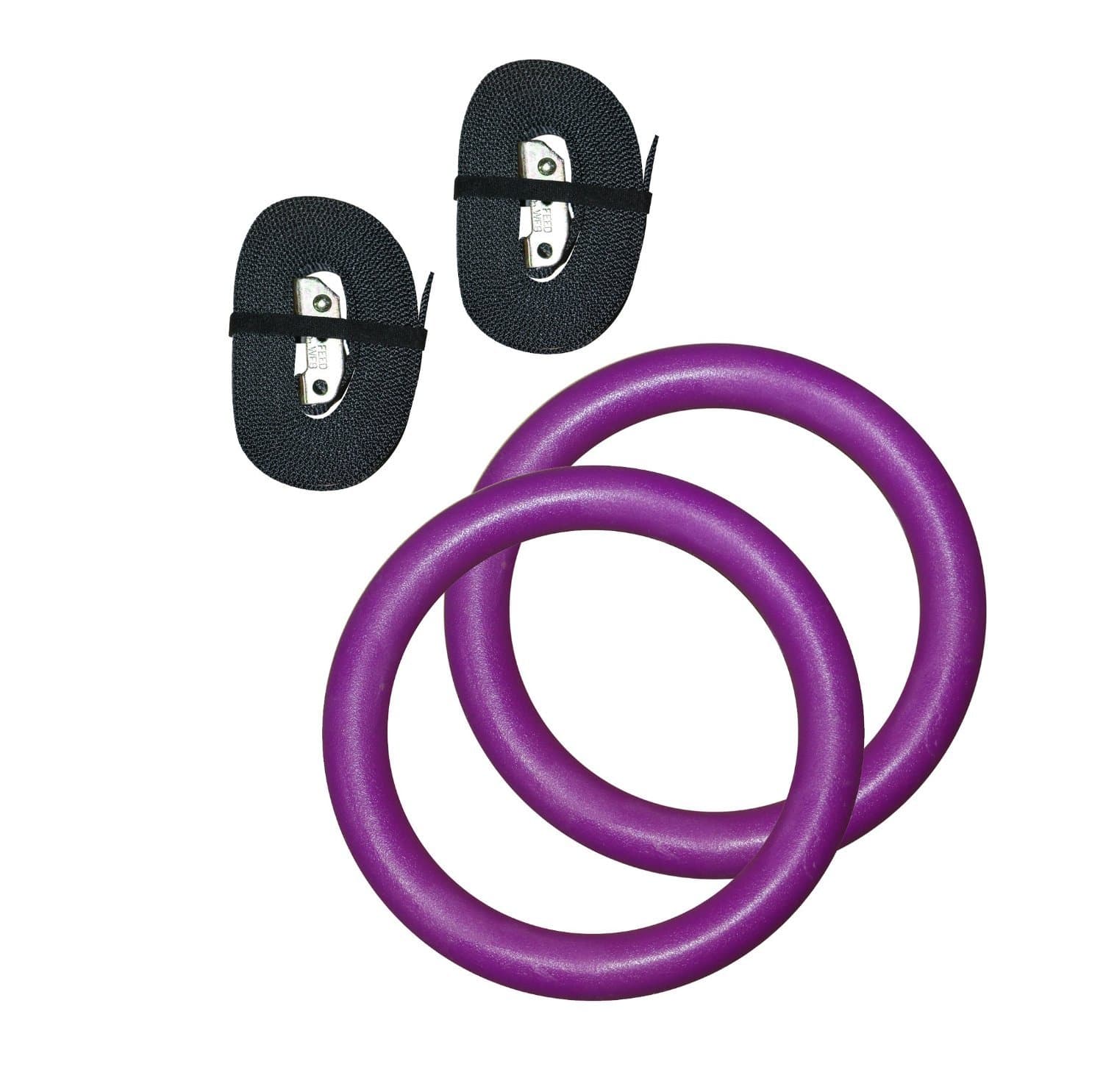 Gymenist Pair of Gymnastics Gym Rings Set of 2 Workout Exercise Hoops with Bands, Purple, Belt Width 3.8 cm