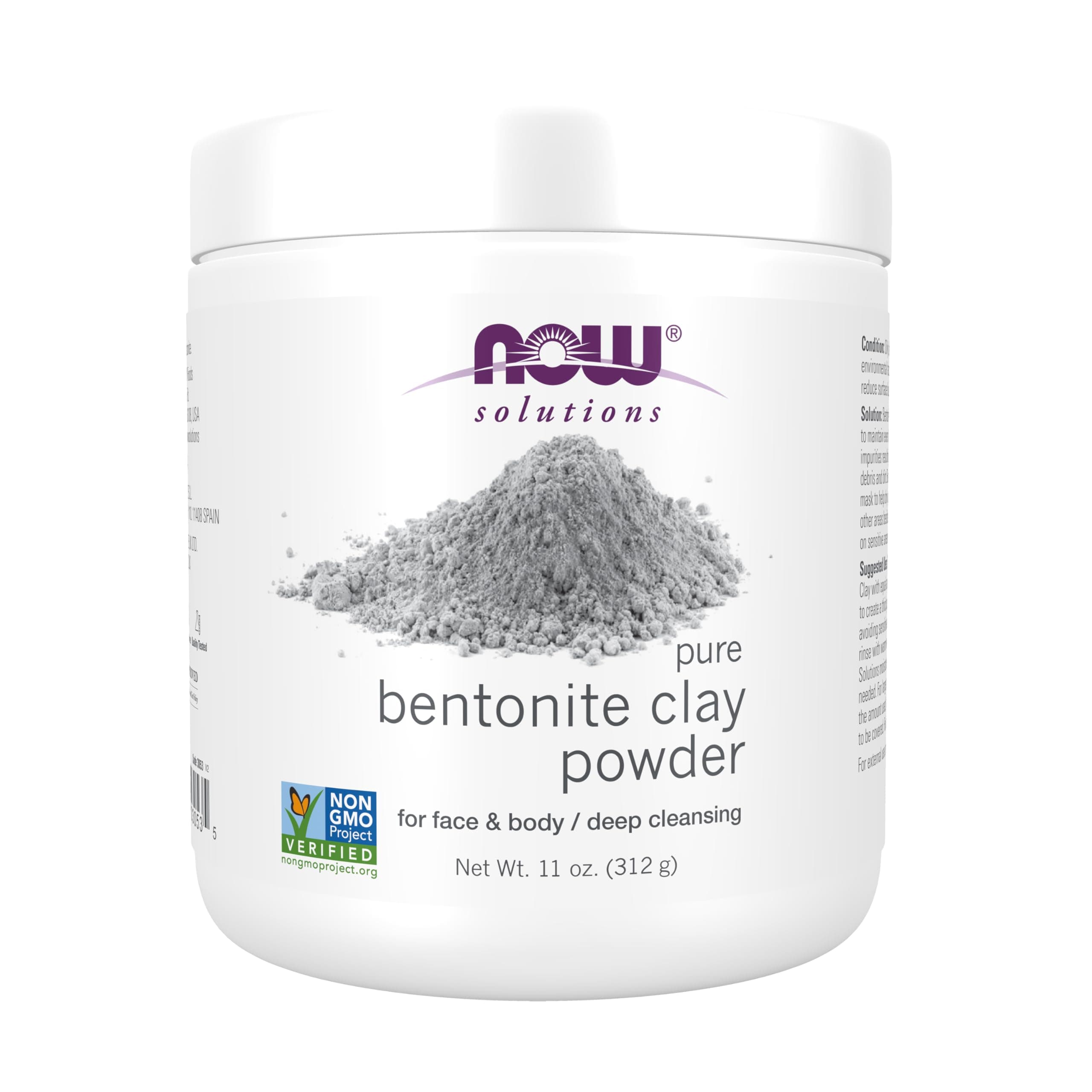 NOW Solutions, Bentonite Clay Powder, Pure Powder for Face and Body, Great for Oily Problem Skin, 11 Ounce