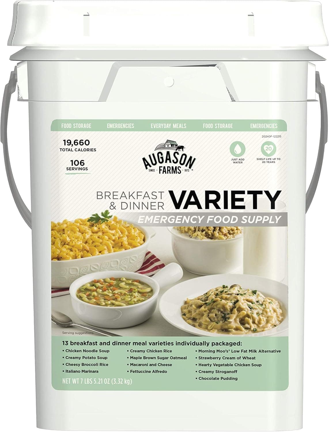 Augason Farms Breakfast and Dinner Variety Pail Emergency Food Supply Everyday