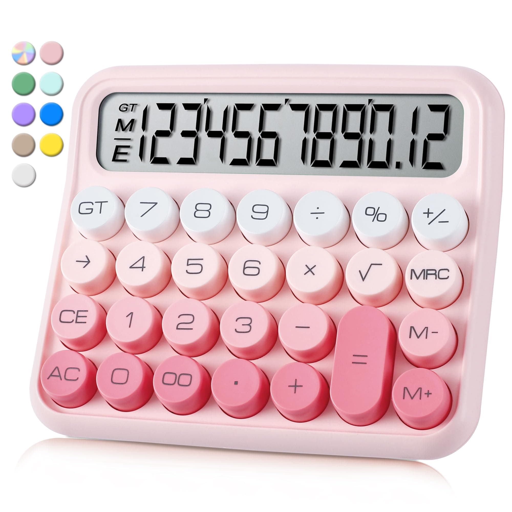 Mechanical Switch Calculator,Calculator Cute 12 Digit Large LCD Display and Buttons,Calculator with Large LCD Display Great for Everyday Life and Basic Office Work.with Battery