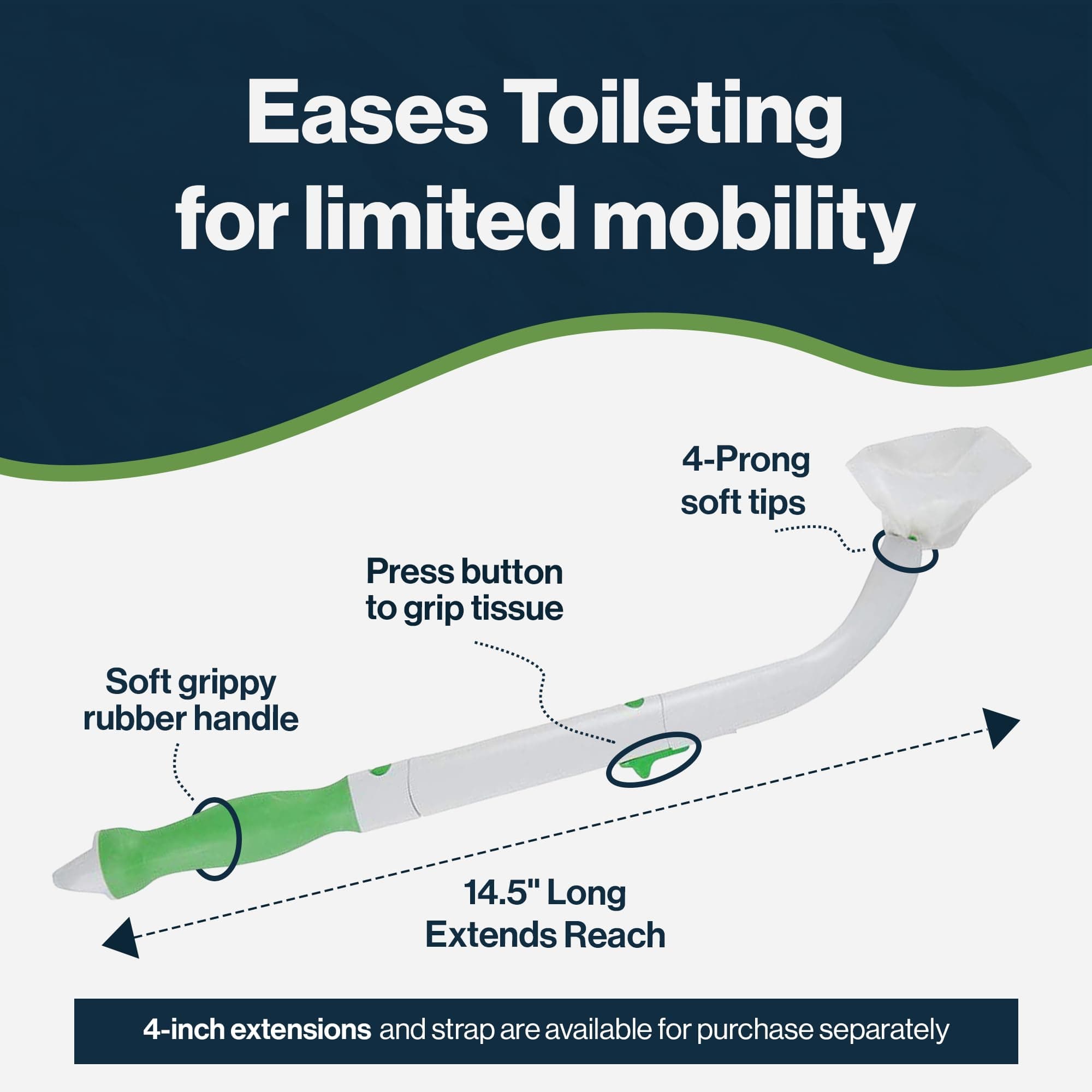 FreedomWand: USA Made Personal Bathroom Self Wiping Toilet Aid with Easy Release, Portable Shower and Shave aid for Disabled Seniors and Handicapped Ideal Daily Living Toilet Tissue Aid – Compact Kit