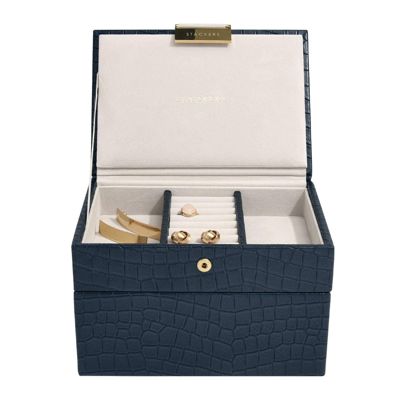 Stackers Navy Croc Mini Jewellery Box - Set of 2