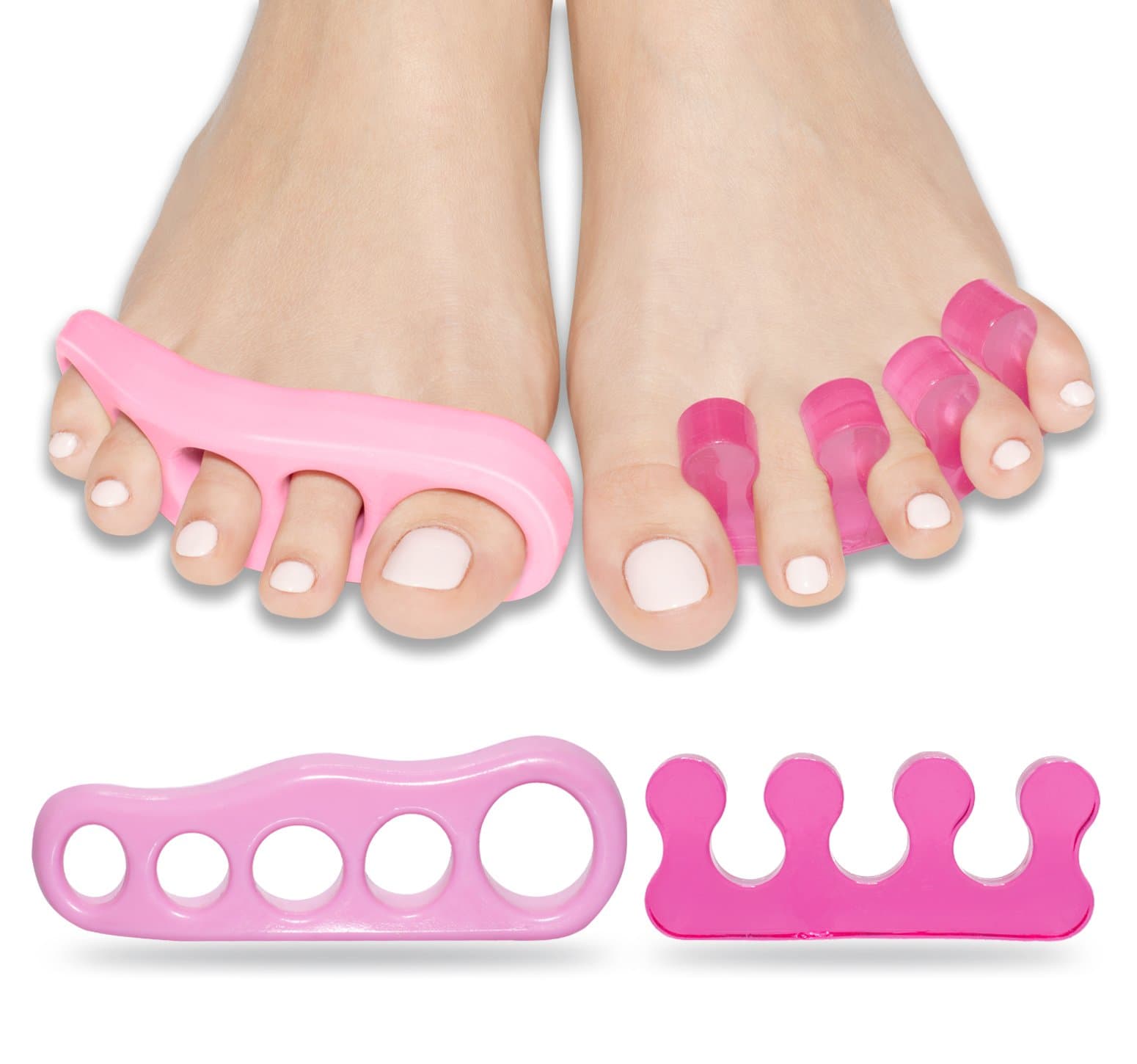 Toe Separators - Gel Stretchers Spreader & Separator Correct Straightener Alignment Spacers Toes for Pedicure Yoga Practice Bunions Foot Pain - Walking for Men & Women Hammer Toes