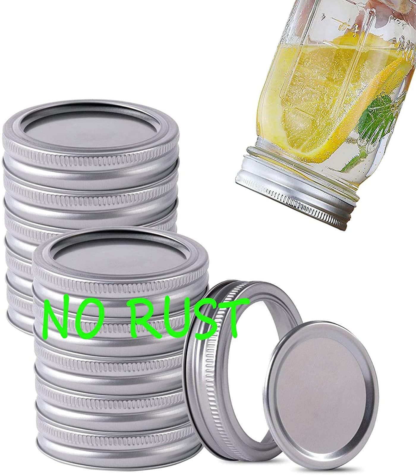 Canning Lids and Rings Regular Mouth Suitable for Ball or Kerr Jars,Small Mouth Mason Jar Lids and Bands Set of 12