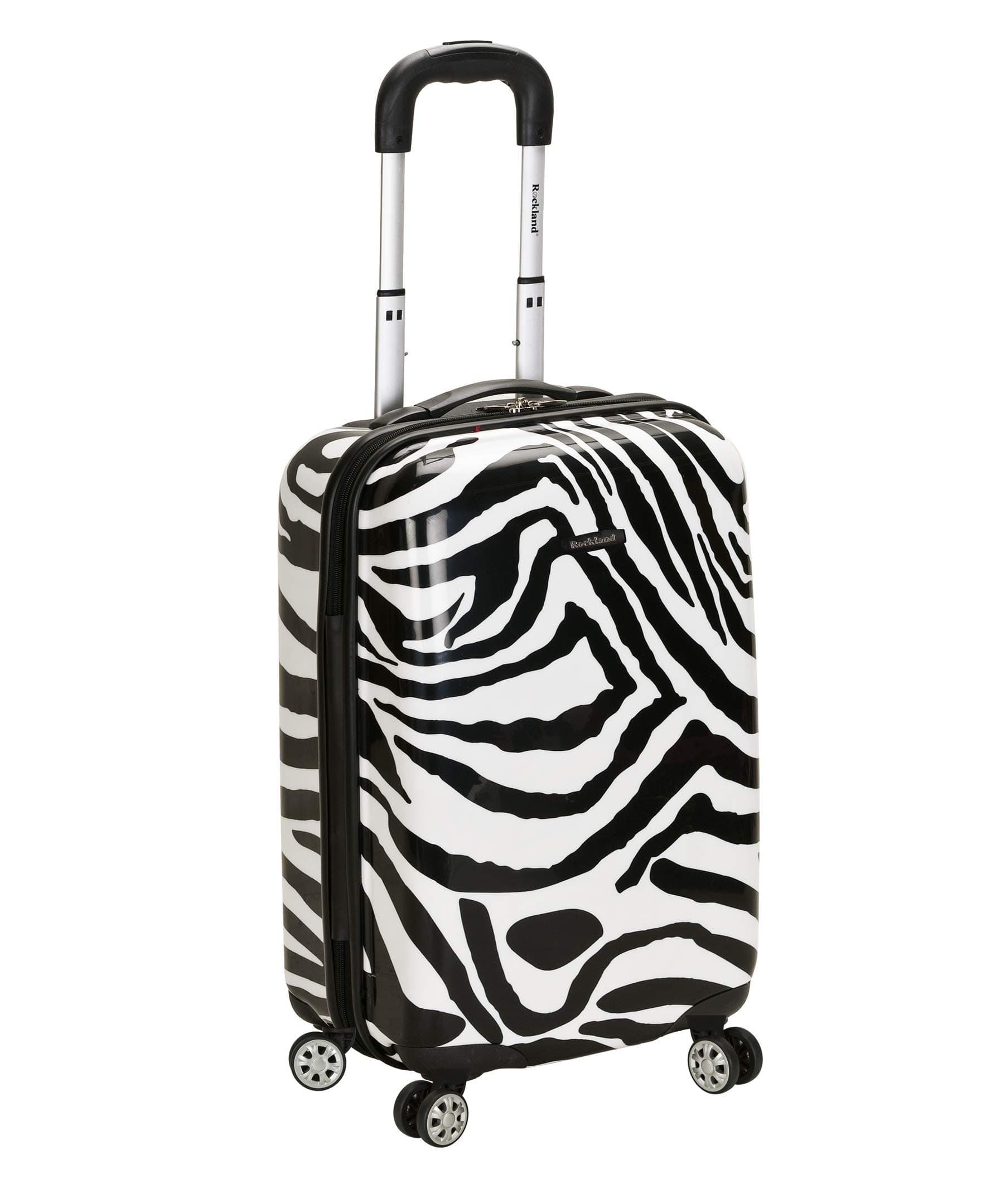 Rockland Safari Hardside Spinner Wheel Luggage, Zebra, Carry-On 20", Safari Hardside Spinner Wheel Luggage
