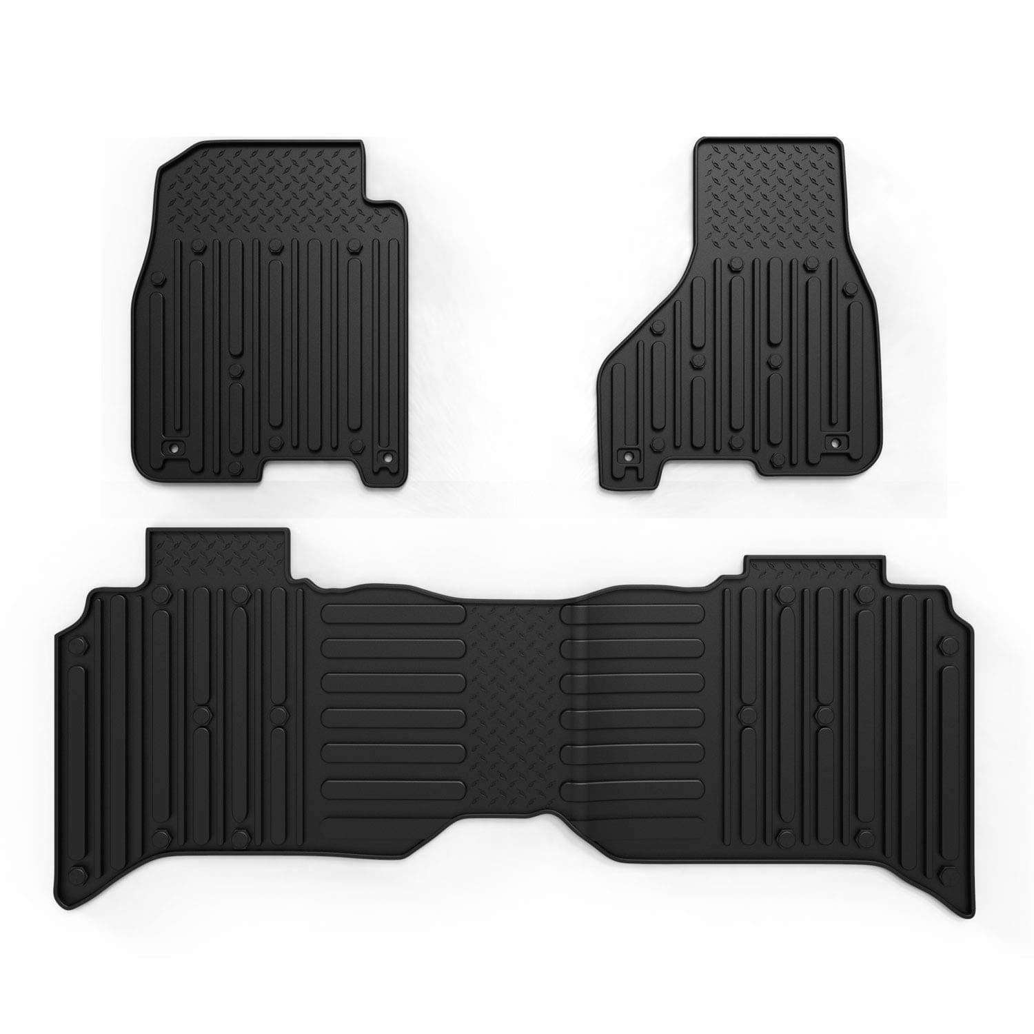 TURBO SII 3PCS Custom Black Front Rear Floor Mats Floor Liners Compatible for 2013 2014 2015 2016 2017 Dodge Ram 1500/2500/3500 Crew Cab(Full Set Liners)