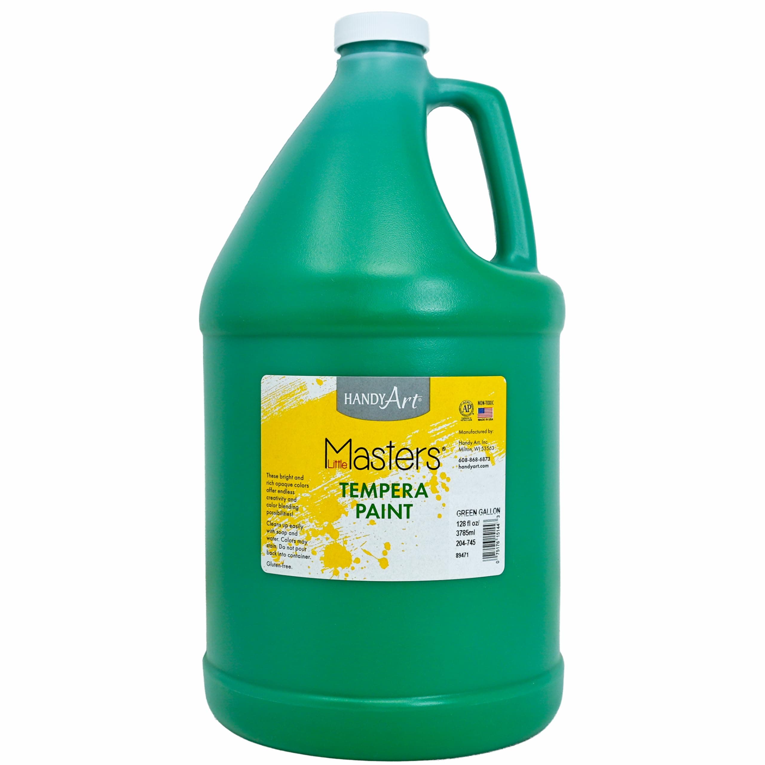 Handy Art Little Masters Tempera Paint, Green, 128 oz Gallon Bottle, Made in USA, Certified Non-Toxic, Washable Easy Cleanup for Classroom, Art, Craft, & School Projects