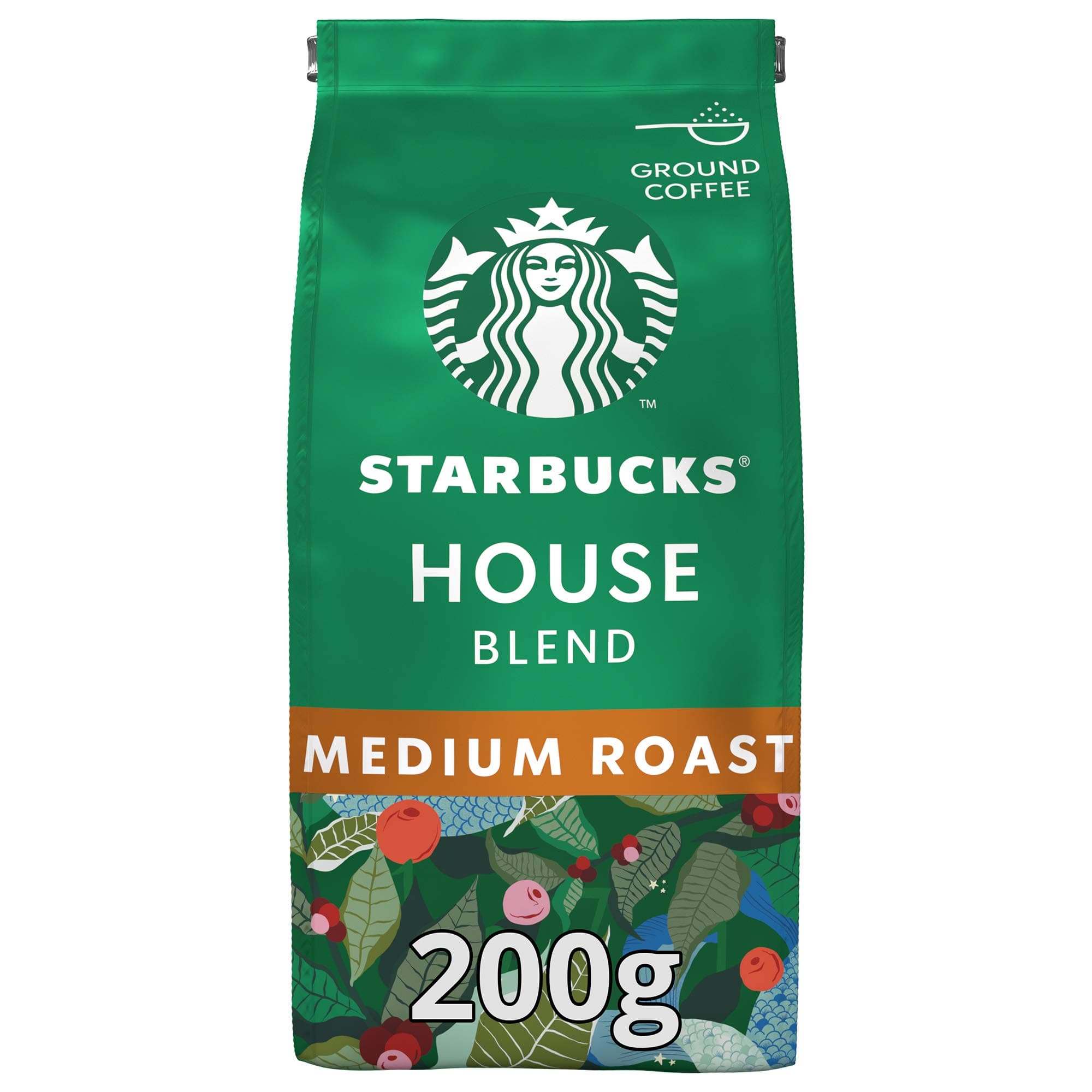 Starbucks House Blend Medium Roast Ground Coffee Bag, 200 gm
