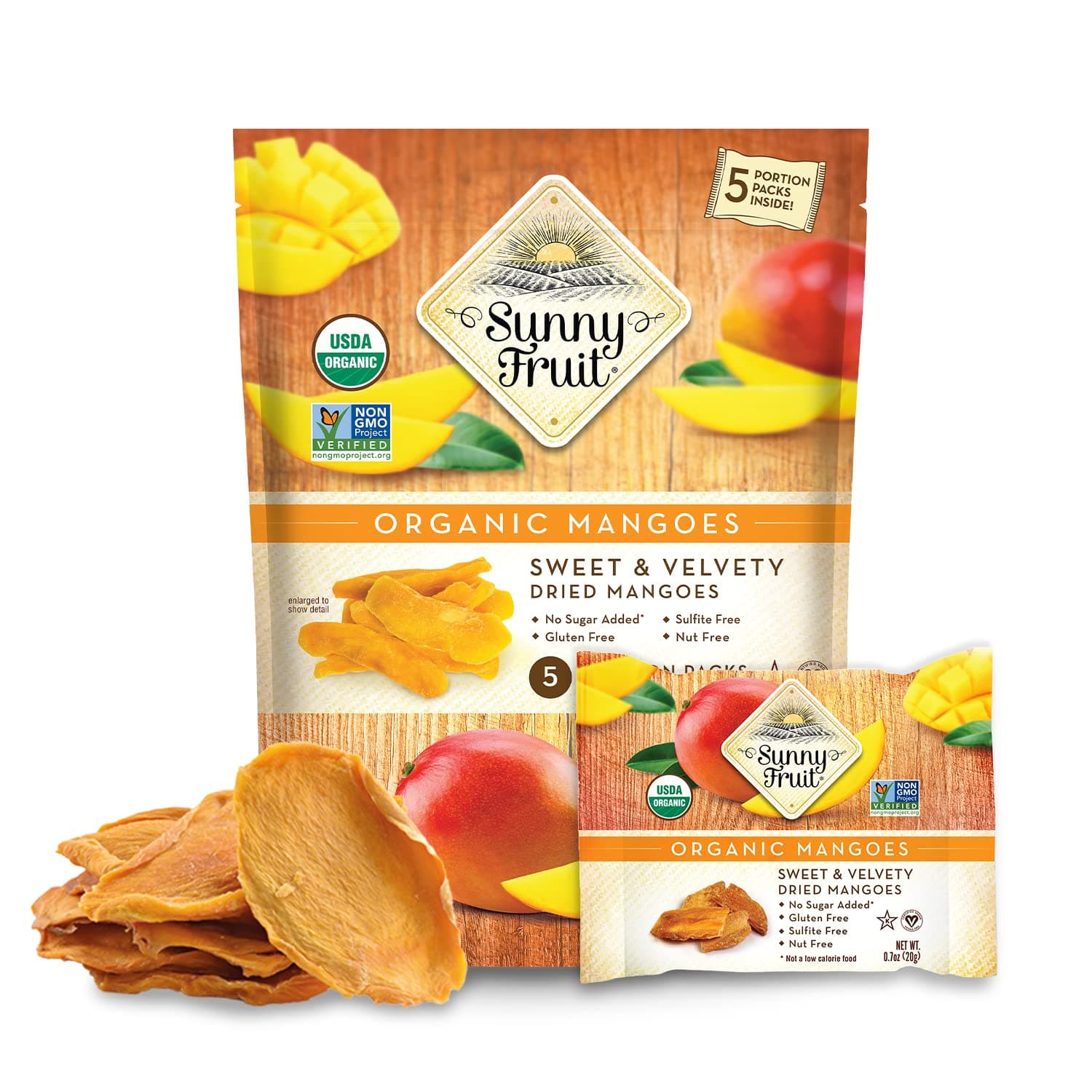 Sunny Fruit Organic Dried Mangoes 100g (20g x 5 portion packs)