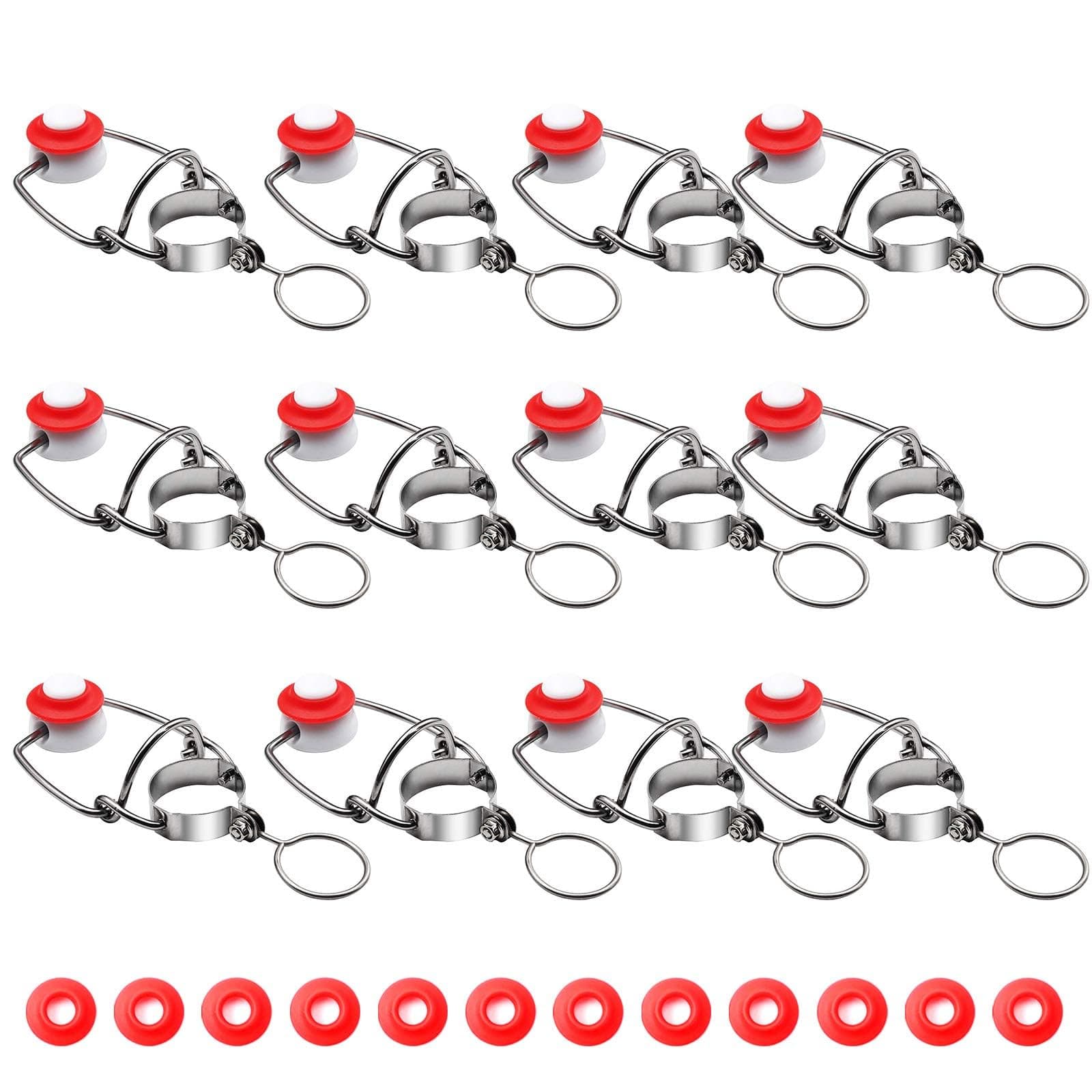 FERRODAY 12PCS Swing Top Glass Bottle Caps Flip Top Bottle Cap Beer Bottle Airtight Lids with 12Pcs Replacement Silicone Gaskets, 18mm Leakproof Easy Swing Top Stopper Fits 8/17.5/26/35oz Beer Bottle