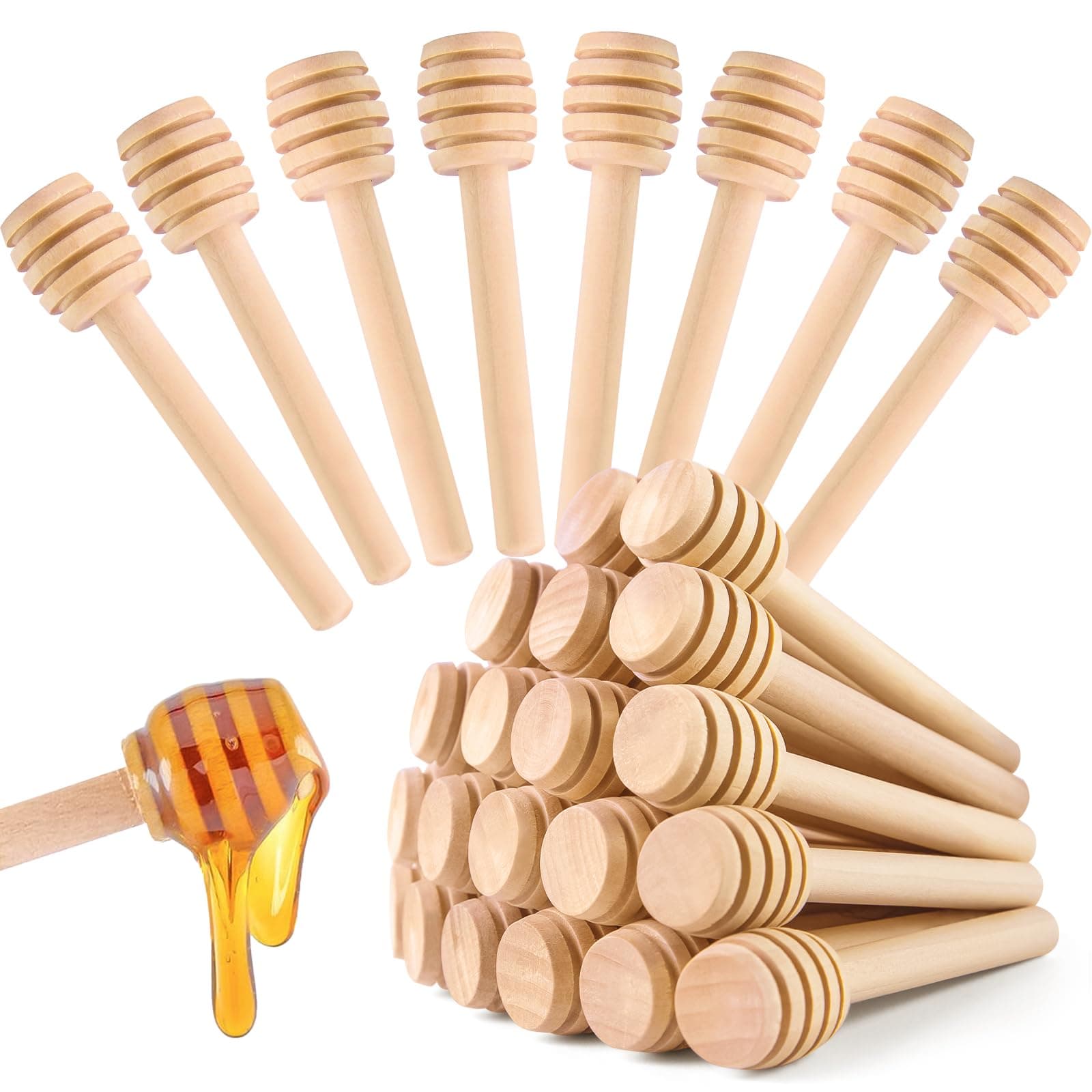 Honeycomb Stick, 36PCS 3 Inch Mini Wood Honey Dipper Sticks Honey Stirrer Honey Wand for Honey Jar Dispense Drizzle Honey, Wedding Party Favors