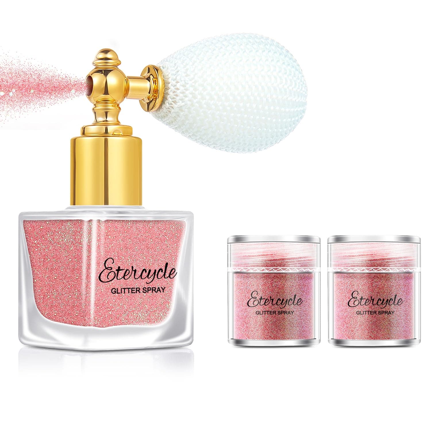 Pink Body Glitter Spray, Shimmering Spray Powder Sparkle Powder, Cosmetic Shimmer Makeup Glitter for Hair and Body Face Clothes Nail Art Craft Design Easter Christmas Halloween Crafts