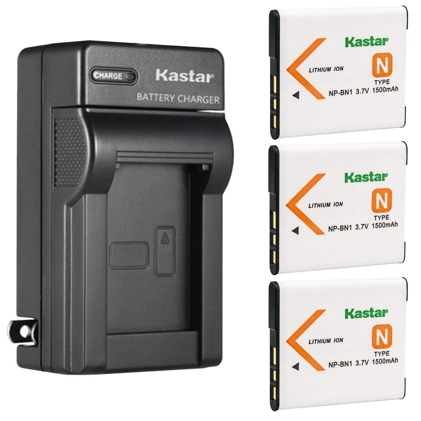 Kastar 3-Pack Battery and AC Wall Charger Replacement for Sony Cyber-Shot DSC-W530, DSC-W550, DSC-W560, DSC-W570, DSC-W580, DSC-W610 Cameras