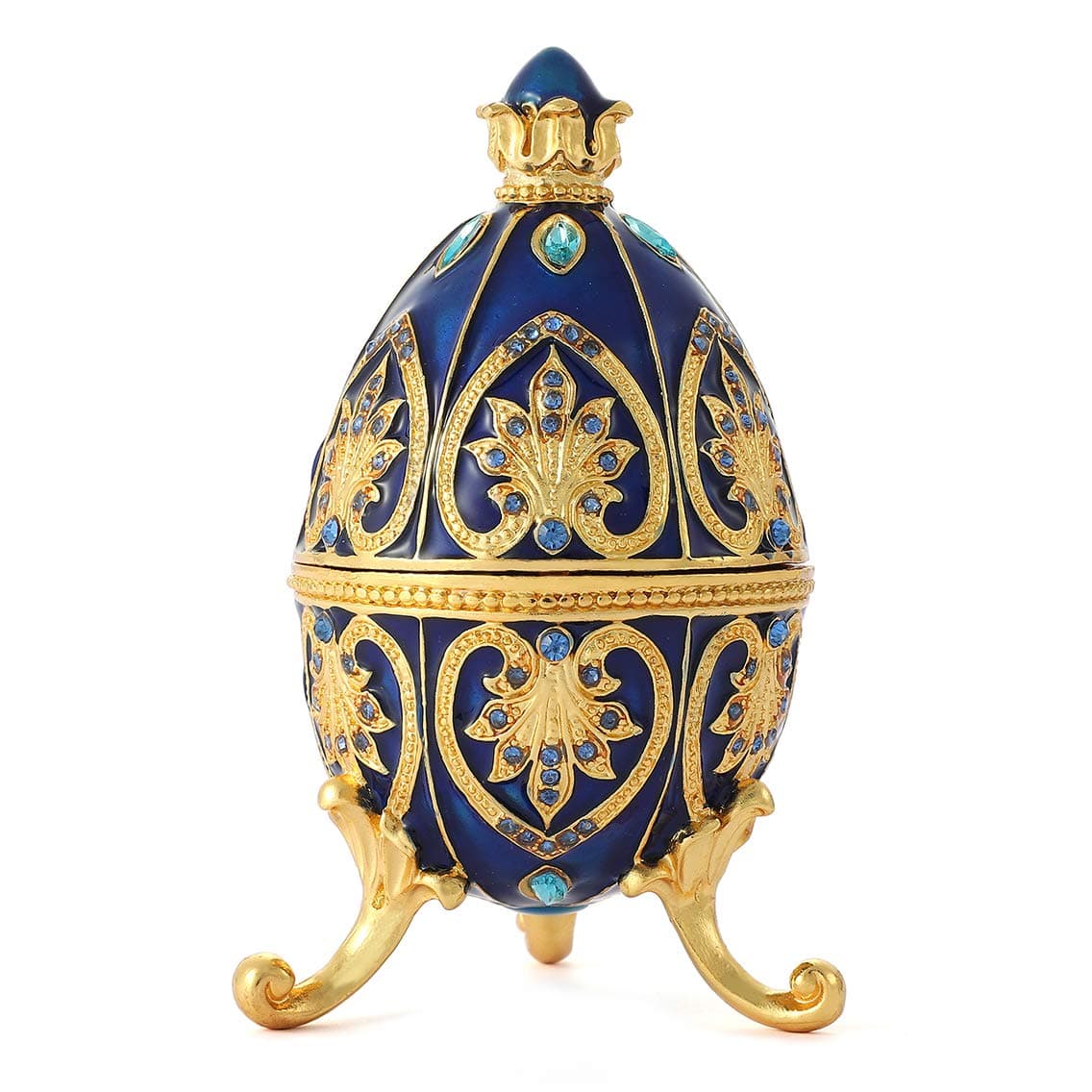 Faberge Egg Style Enamelled Jewelry Trinket box Hinged Unique Gift for Home Decor